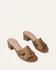 JAYDA MID HEEL SANDALS TAN LEATHER sold by Jo Mercer