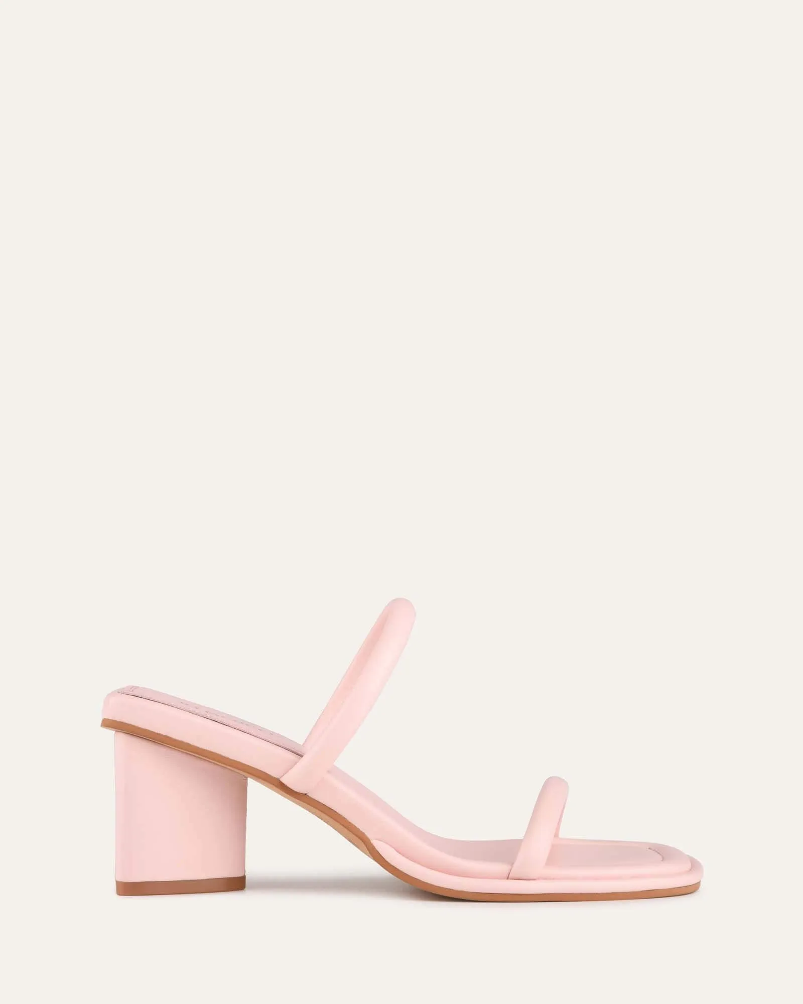 MIMI MID HEEL SANDALS SOFT PINK LEATHER sold by Jo Mercer