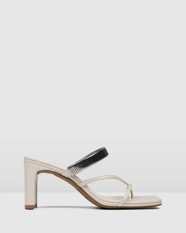 ADRIANA MID HEEL SANDALS OFF WHITE LEATHER sold by Jo Mercer
