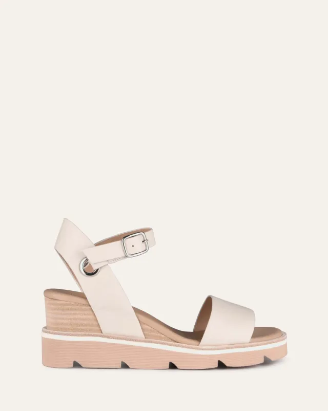 KATIE MID HEEL WEDGE SANDALS BONE LEATHER sold by Jo Mercer