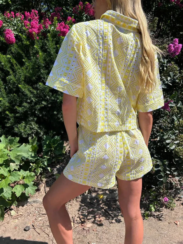 The Capri Eyelet Shorts with Bow sold by jocelyn