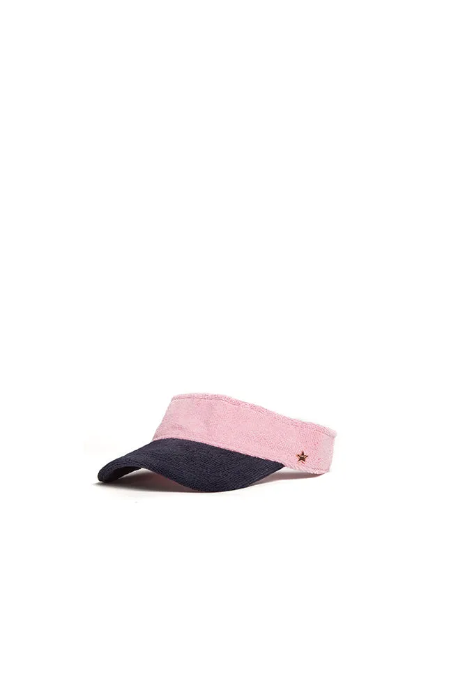 The Majorca Color Block French Terry Visor - Navy/Pink sold by jocelyn