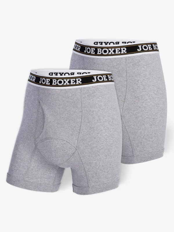 CLASSIC FIT COTTON – BOXER BRIEFS | 2-PACK GREY sold by Joe Boxer