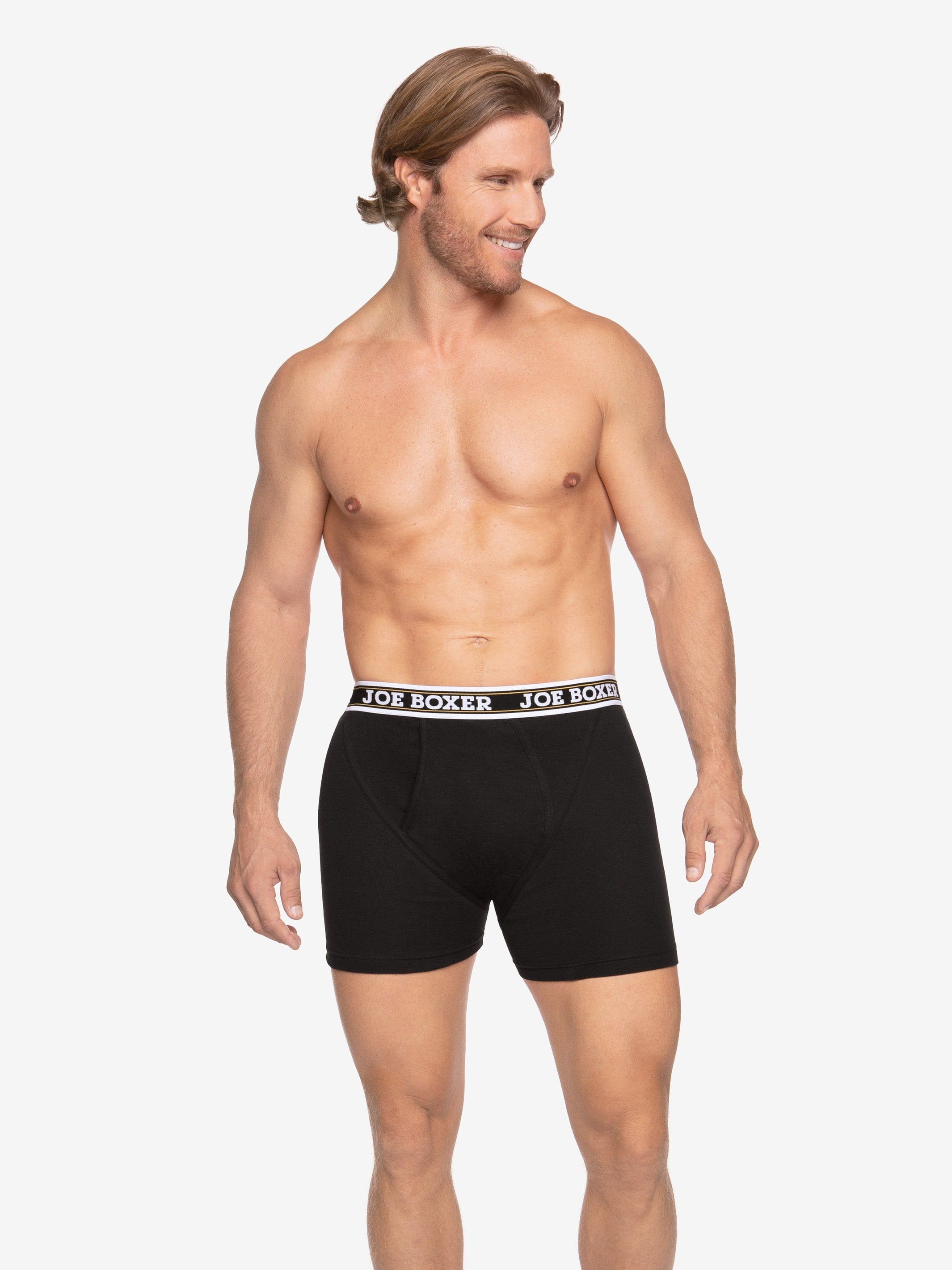 CLASSIC FIT COTTON – FITTED BOXER BRIEFS | 2-PACK BLACK sold by Joe Boxer