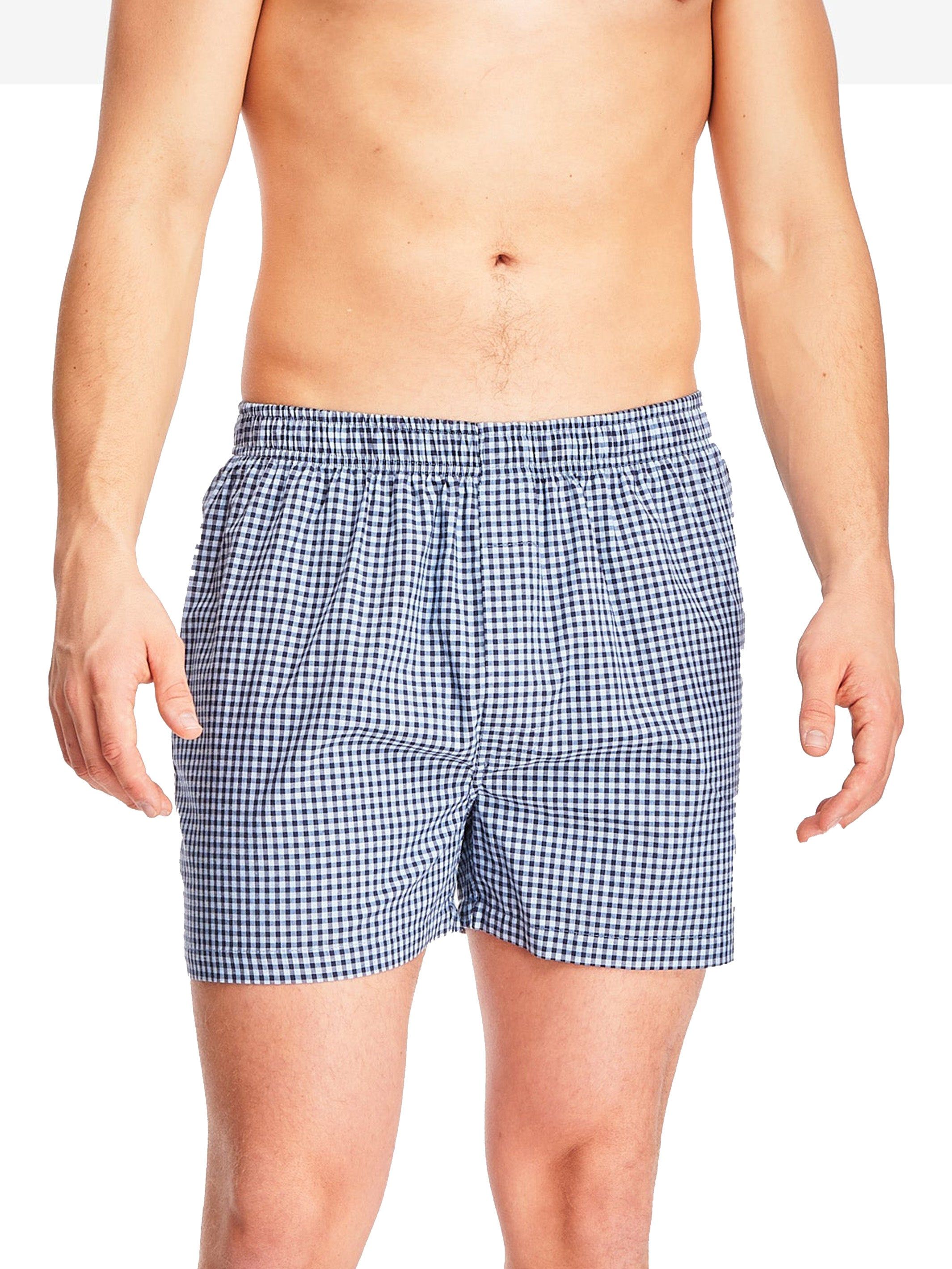 POPLIN BOXER | NAVY/BLUE PLAID sold by Joe Boxer