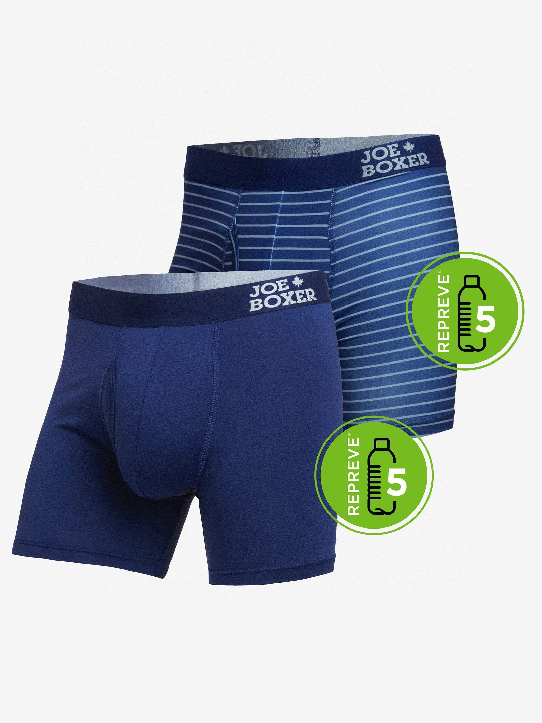 BOXER BRIEFS WITH REPREVE® | NAVY & GREY STRIPE 2-PACK sold by Joe Boxer
