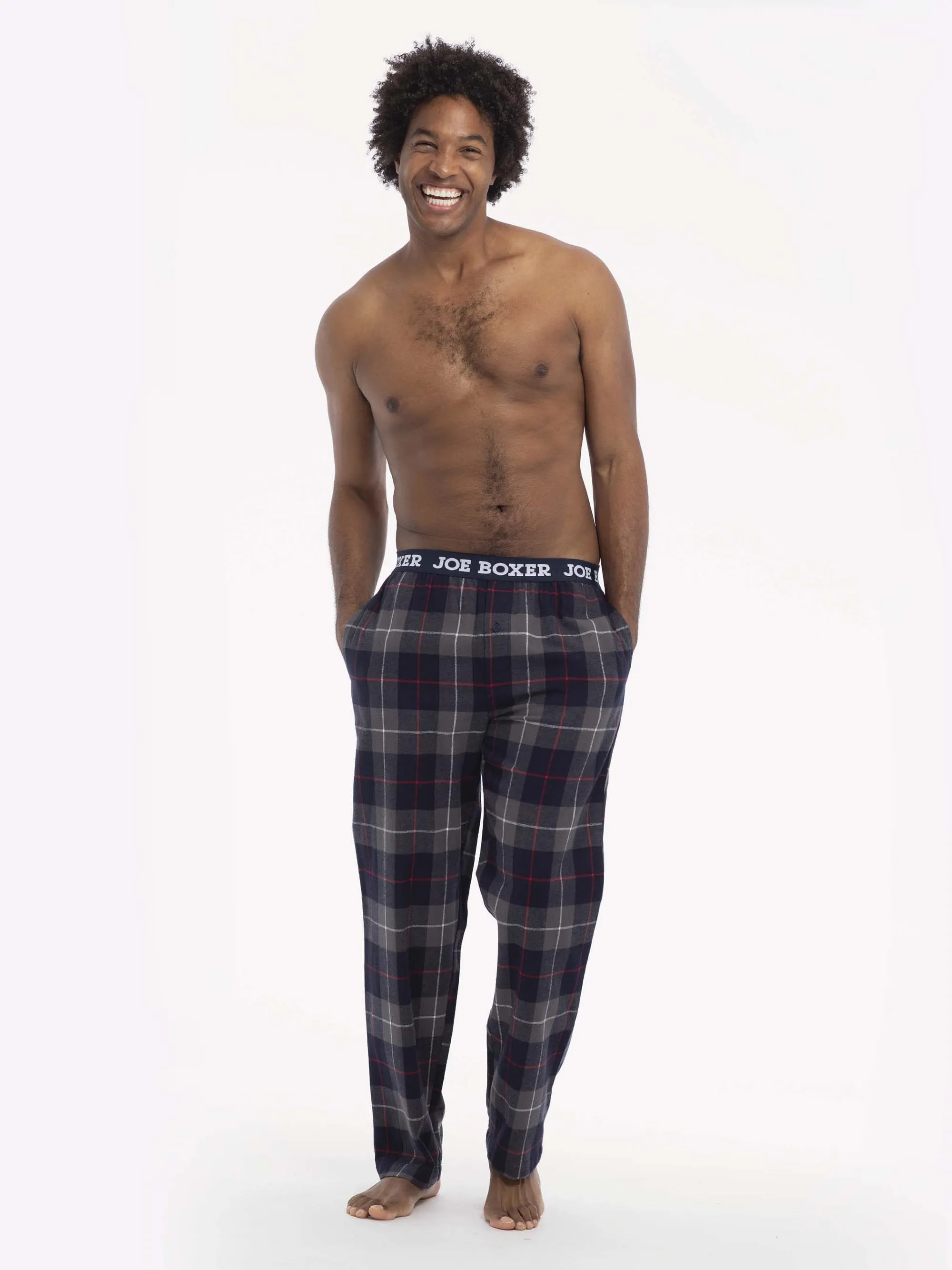 CLASSIC FLANNEL PANT | NAVY WHITE AND GREY PLAID sold by Joe Boxer product image thumbnail 2
