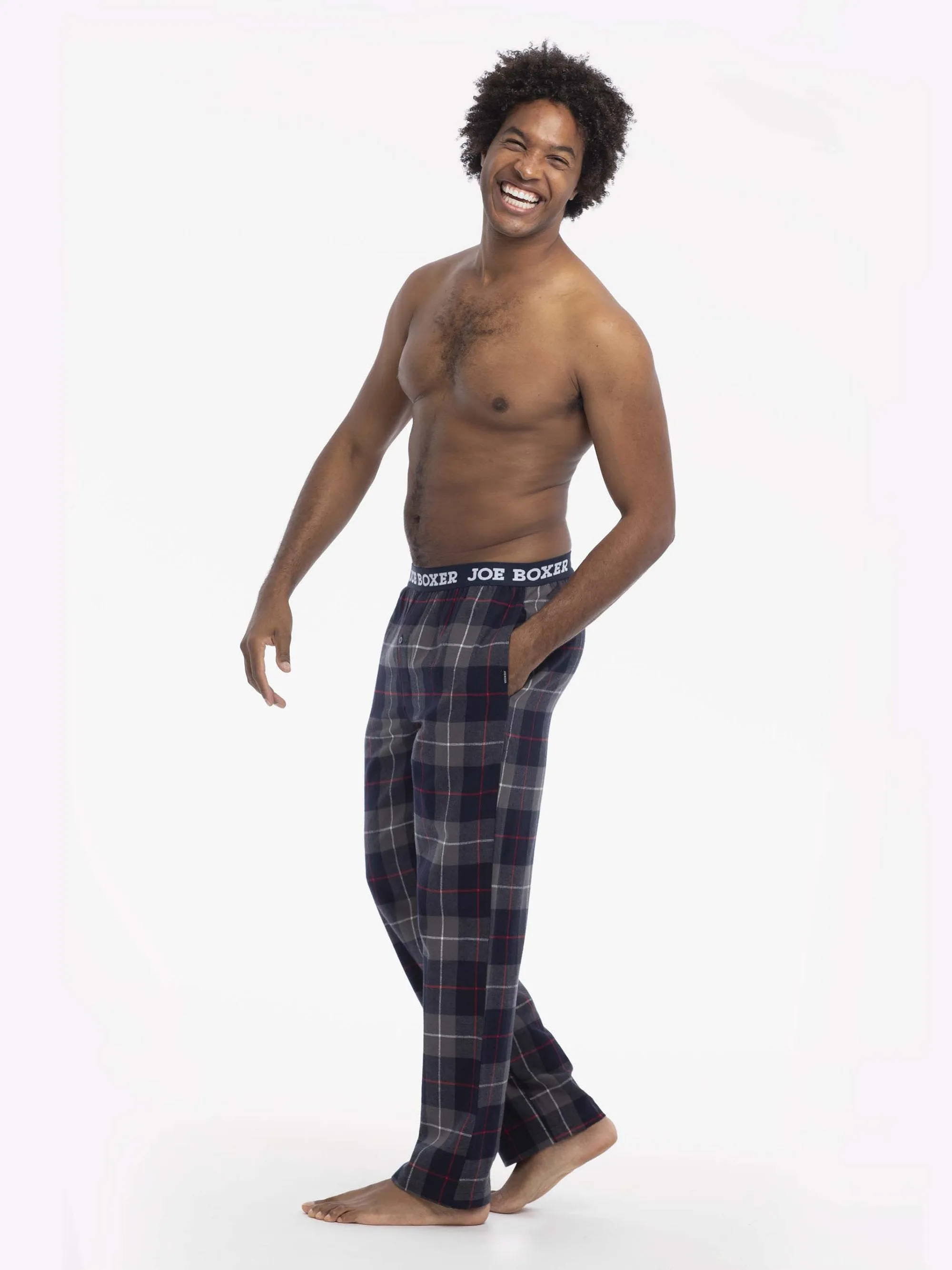 CLASSIC FLANNEL PANT | NAVY WHITE AND GREY PLAID sold by Joe Boxer product image thumbnail 3