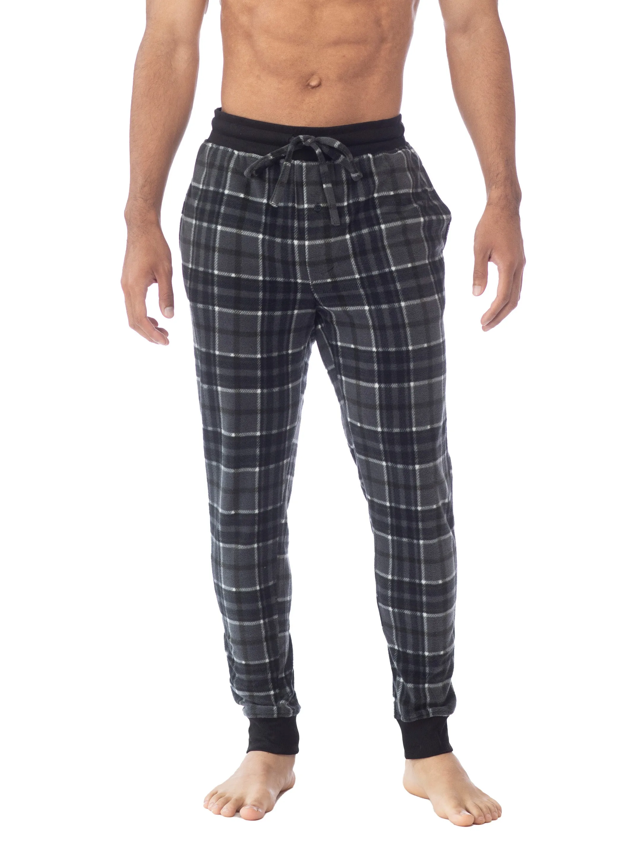 MICROFLEECE PRINTED JOGGER | BLACK/GREY PLAID sold by Joe Boxer