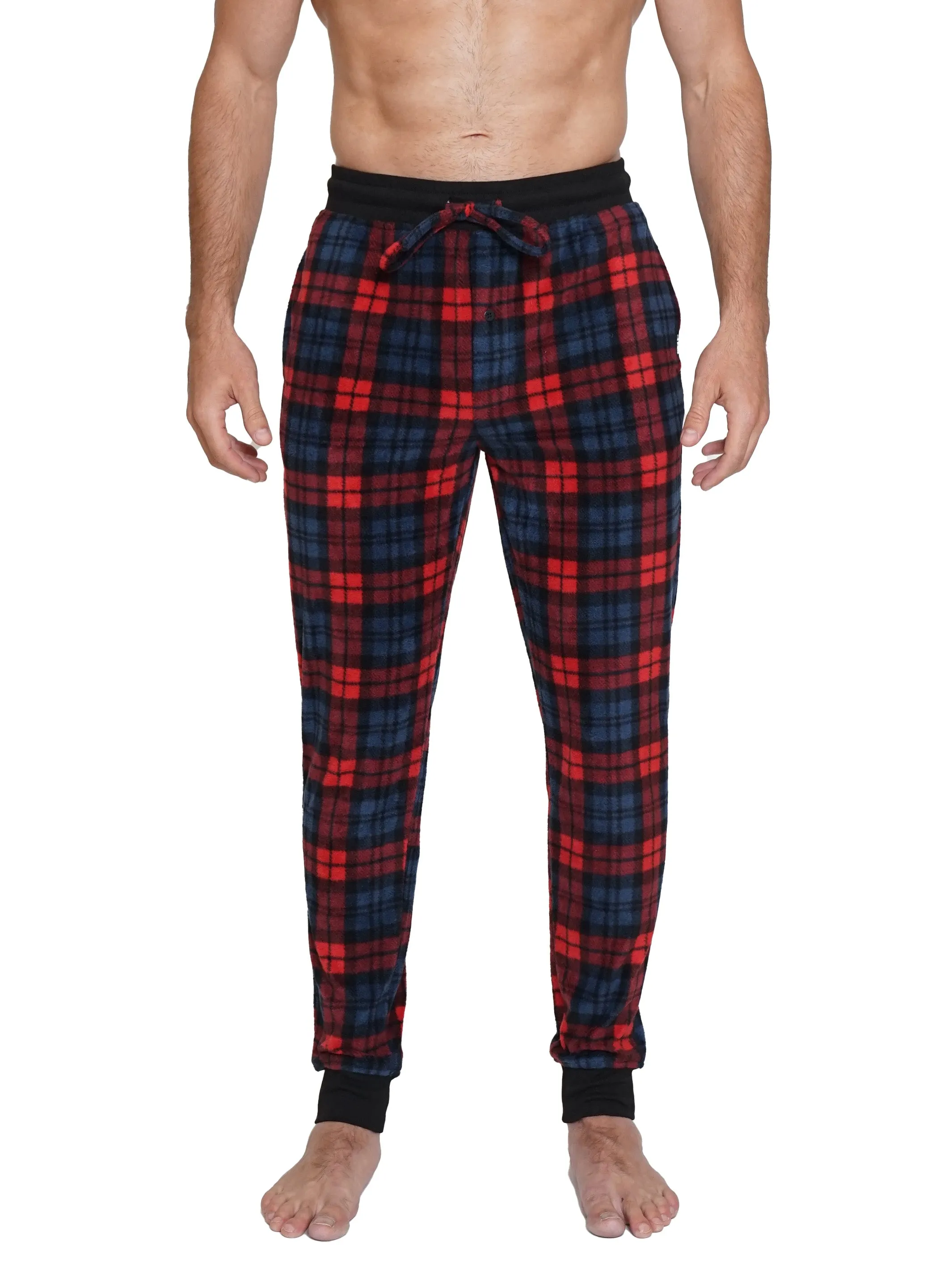 MICROFLEECE PRINTED JOGGER | NAVY/RED PLAID sold by Joe Boxer