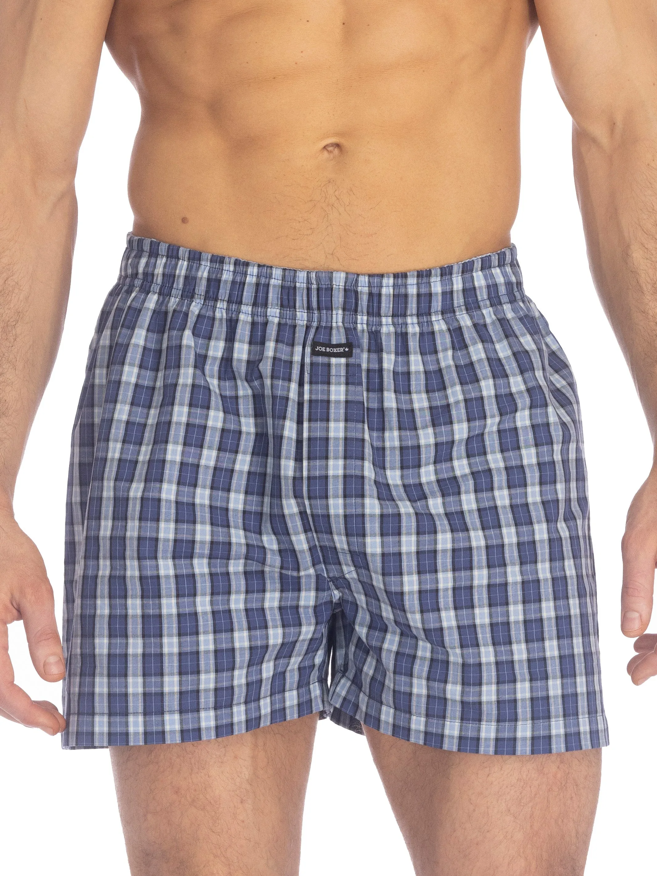 POPLIN BOXER | NAVY/BLUE PLAID sold by Joe Boxer