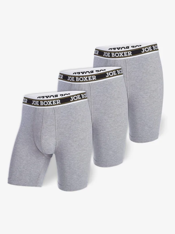 CLASSIC FIT STRETCH – CYCLE SHORTS | 3-PACK GREY sold by Joe Boxer