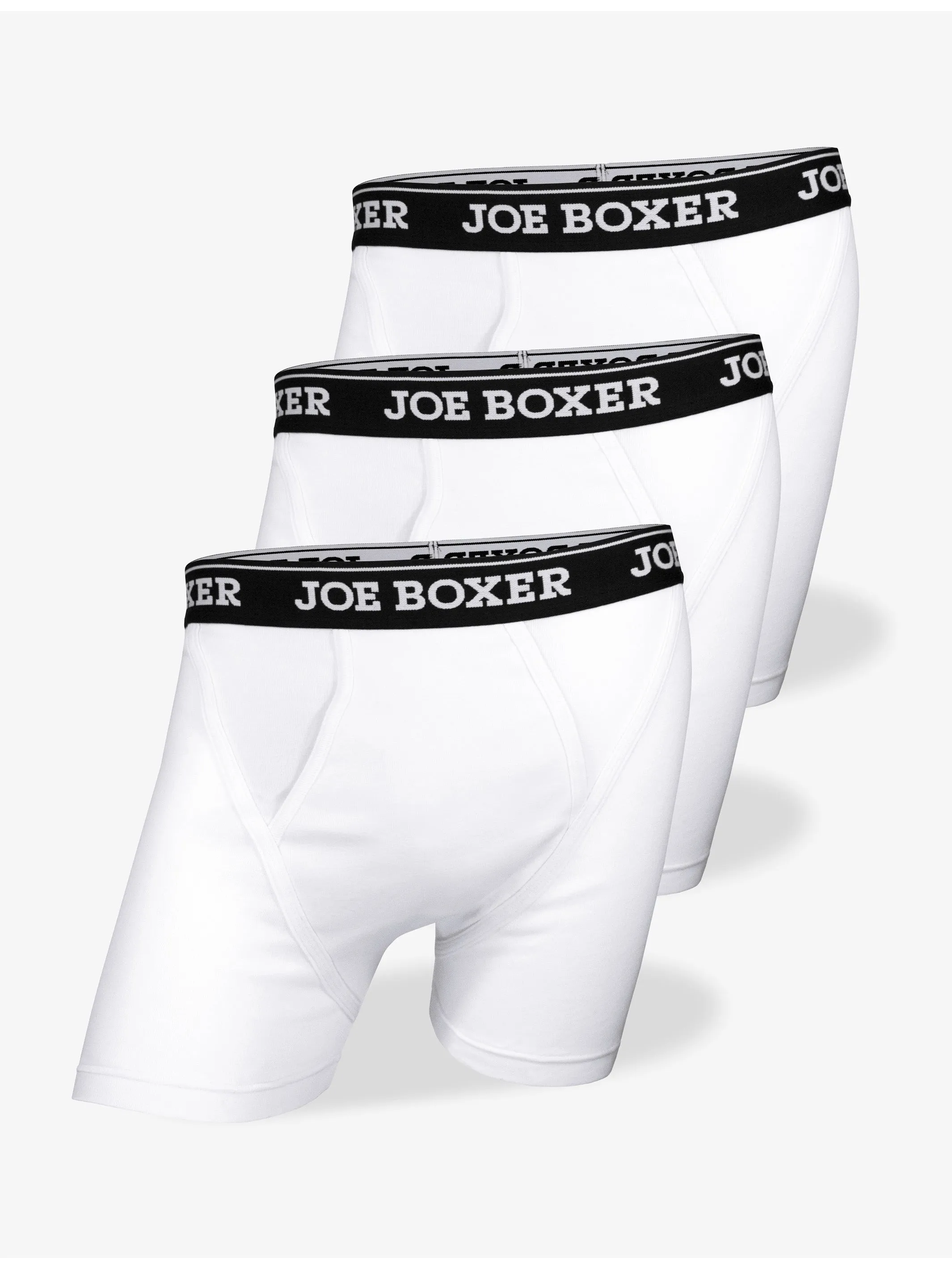 CLASSIC FIT COTTON – FITTED BOXER BRIEFS | 3-PACK WHITE sold by Joe Boxer