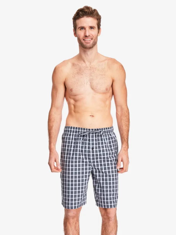 POPLIN JAM SHORT | WHITE/BLACK/BLUE PLAID sold by Joe Boxer