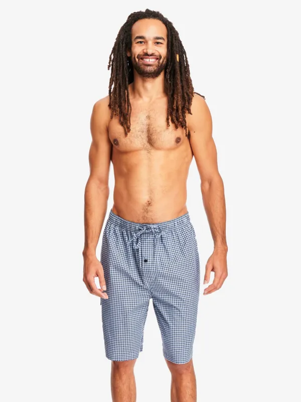 POPLIN JAM SHORT | NAVY/BLUE PLAID sold by Joe Boxer