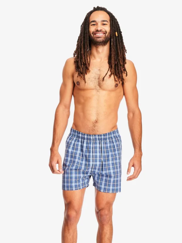 POPLIN BOXER | LIGHT BLUE PLAID sold by Joe Boxer