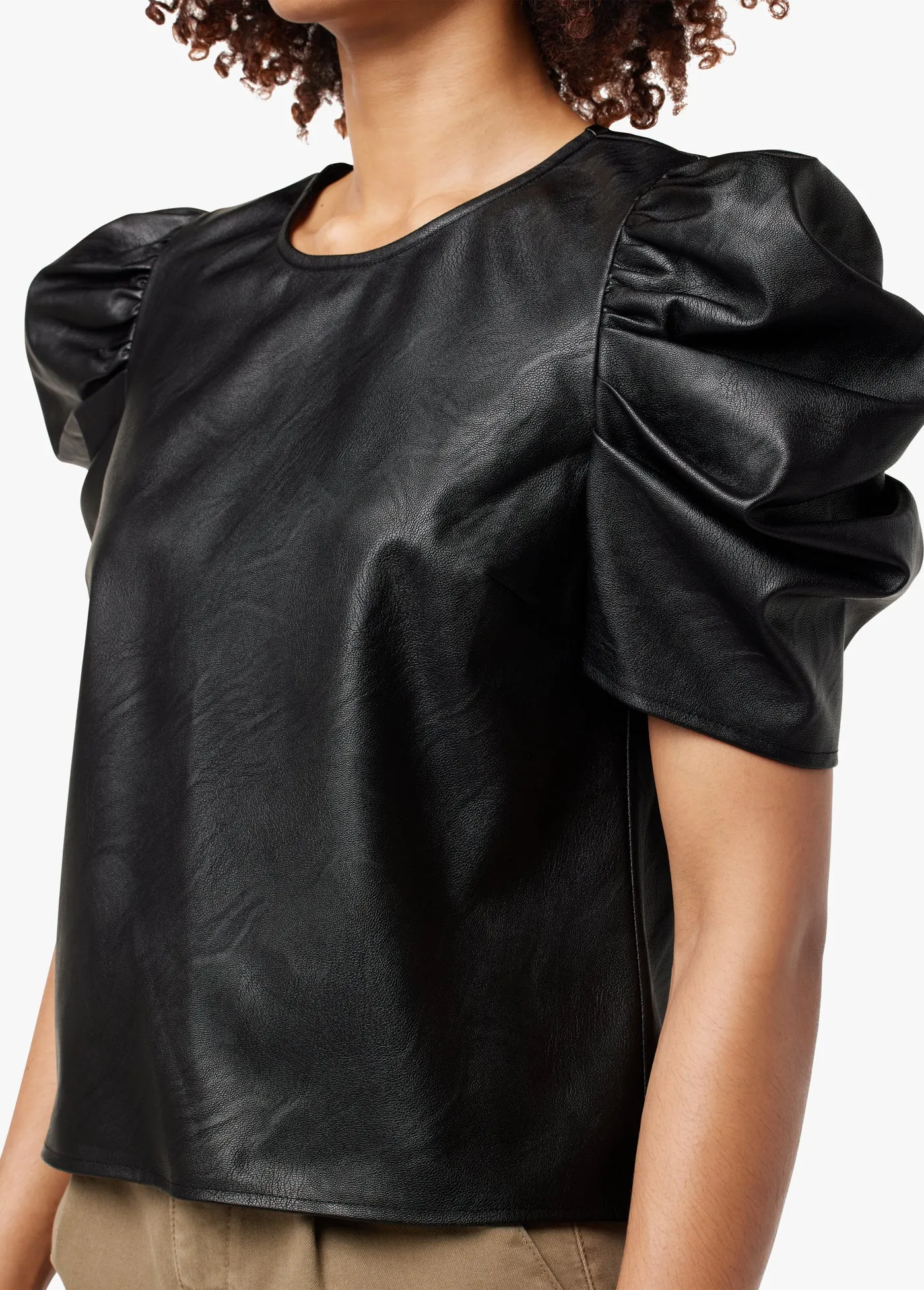 KIRA VEGAN LEATHER PUFF SLEEVE TOP sold by Joe's Jeans product image thumbnail 4