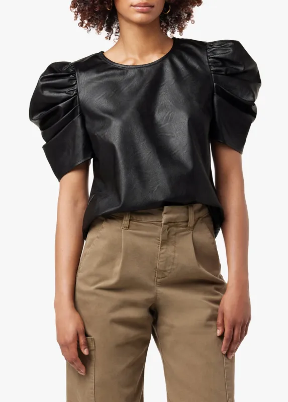 KIRA VEGAN LEATHER PUFF SLEEVE TOP sold by Joe's Jeans