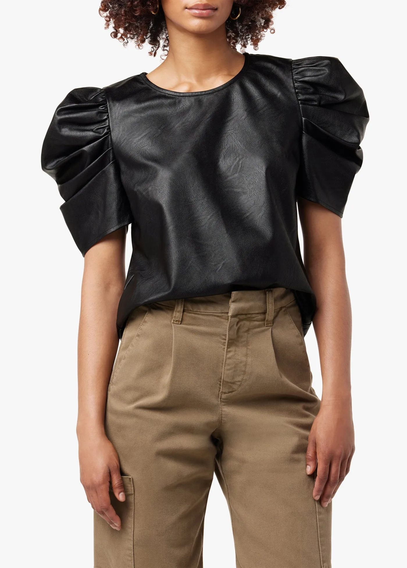 KIRA VEGAN LEATHER PUFF SLEEVE TOP sold by Joe's Jeans