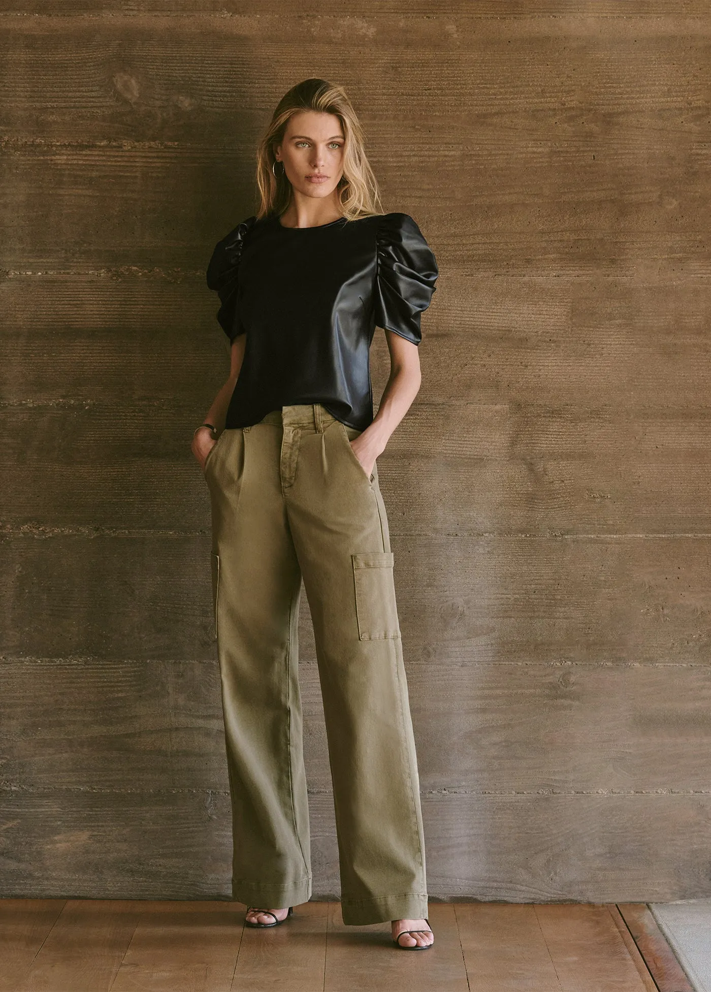 KIRA VEGAN LEATHER PUFF SLEEVE TOP sold by Joe's Jeans product image thumbnail 5