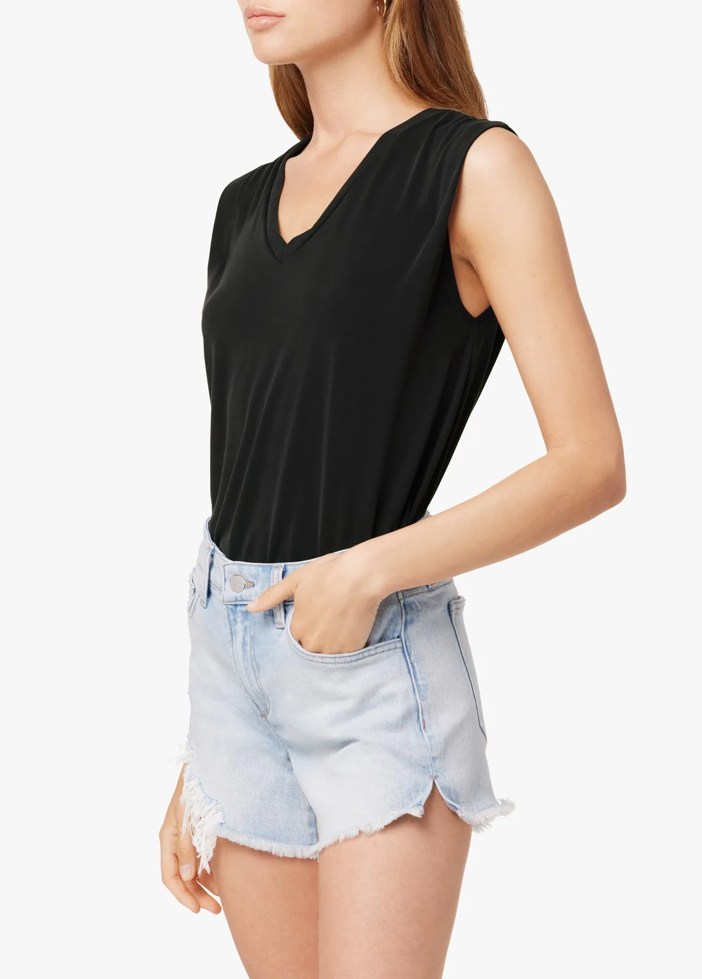 JOLIE SHOULDER DOUBLE V TUCK TANK sold by Joe's Jeans product image thumbnail 2