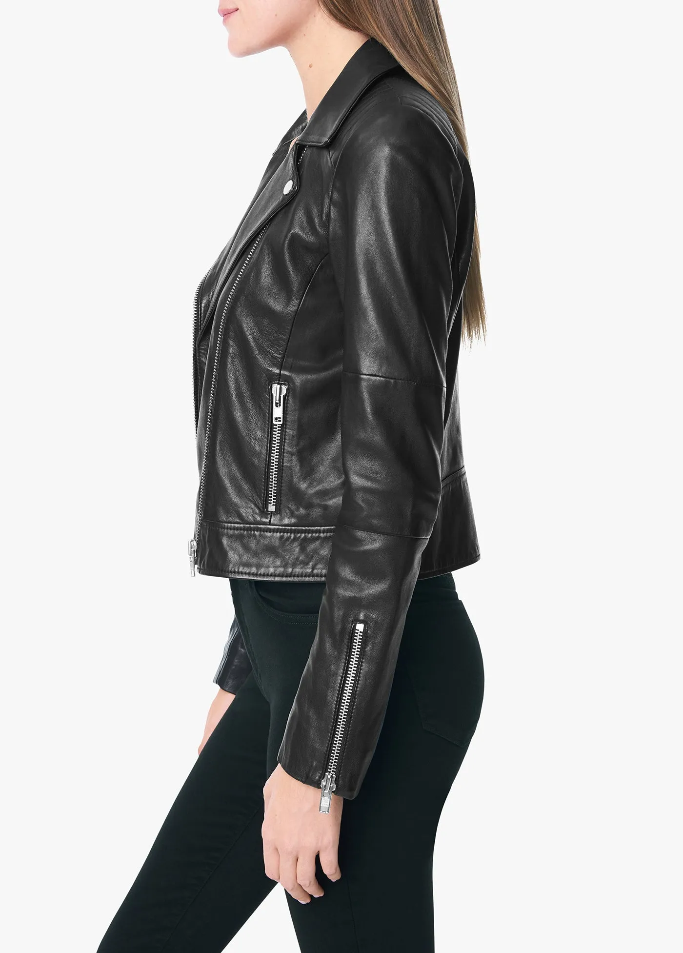 DYLAN LEATHER ZIP MOTO JACKET sold by Joe's Jeans product image thumbnail 2