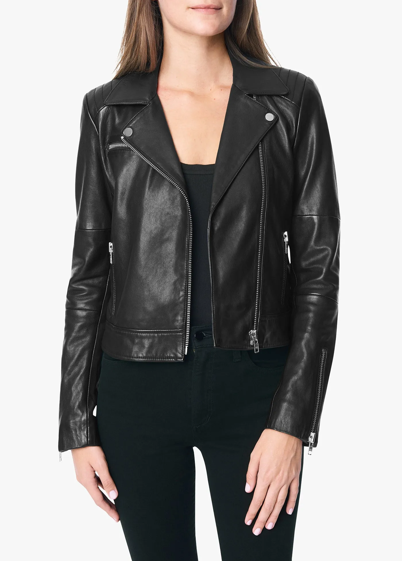 DYLAN LEATHER ZIP MOTO JACKET sold by Joe's Jeans