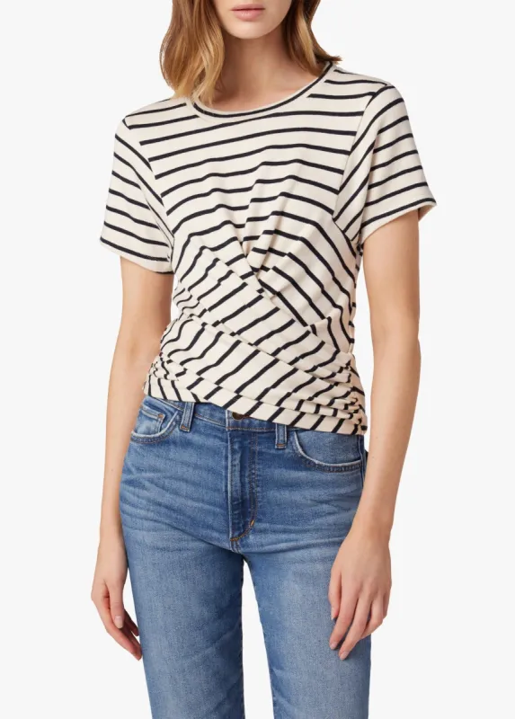 THE BRETON STRIPE CHLOE WRAP FRONT TOP sold by Joe's Jeans