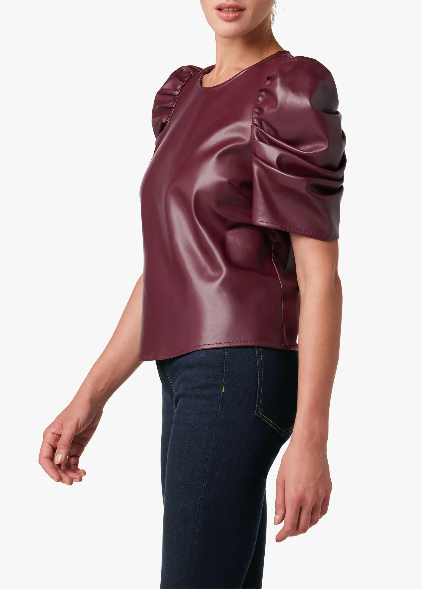 KIRA VEGAN LEATHER PUFF SLEEVE TOP sold by Joe's Jeans product image thumbnail 2