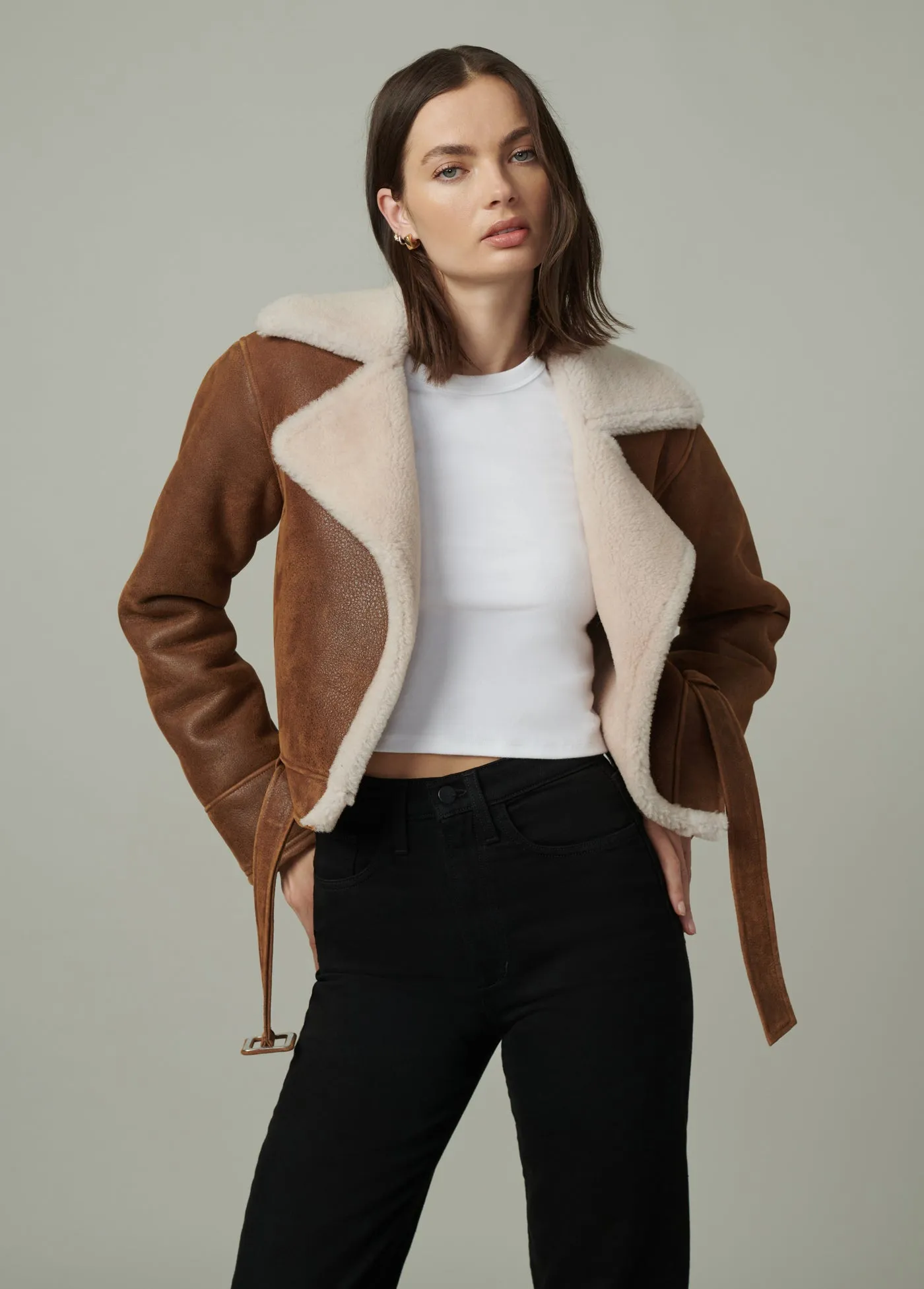 THE REY CROPPED SHEARLING JACKET sold by Joe's Jeans