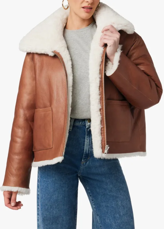 THE LISA REVERSIBLE SHEARLING LEATHER JACKET sold by Joe's Jeans