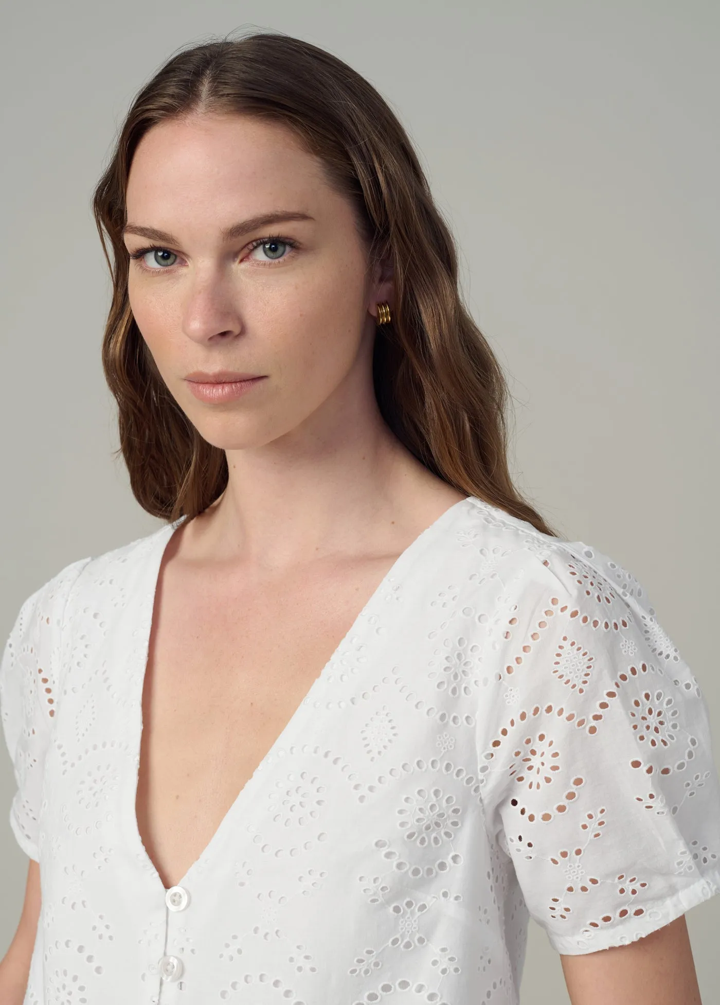 THE HALLE SHORT SLEEVE EYELET BLOUSE sold by Joe's Jeans product image thumbnail 5