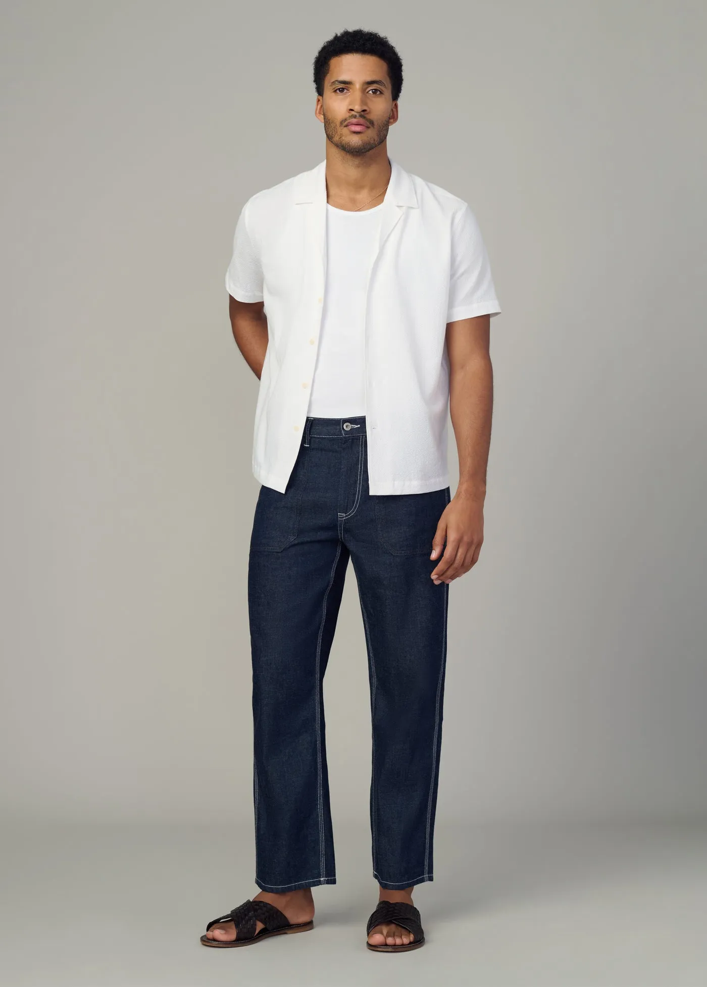 SHORT SLEEVE SEERSUCKER CAMP SHIRT sold by Joe's Jeans