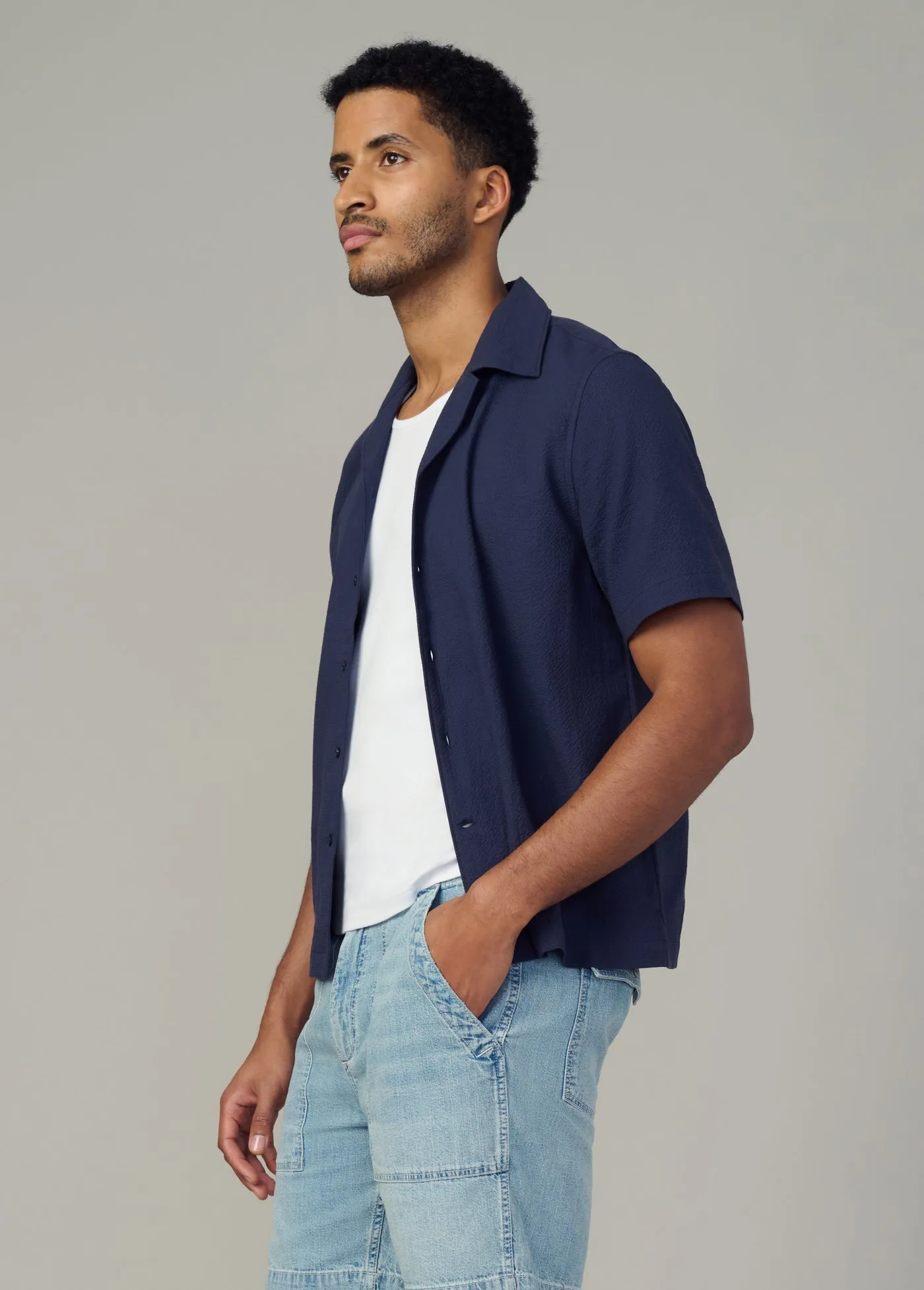 SHORT SLEEVE SEERSUCKER CAMP SHIRT sold by Joe's Jeans product image thumbnail 3