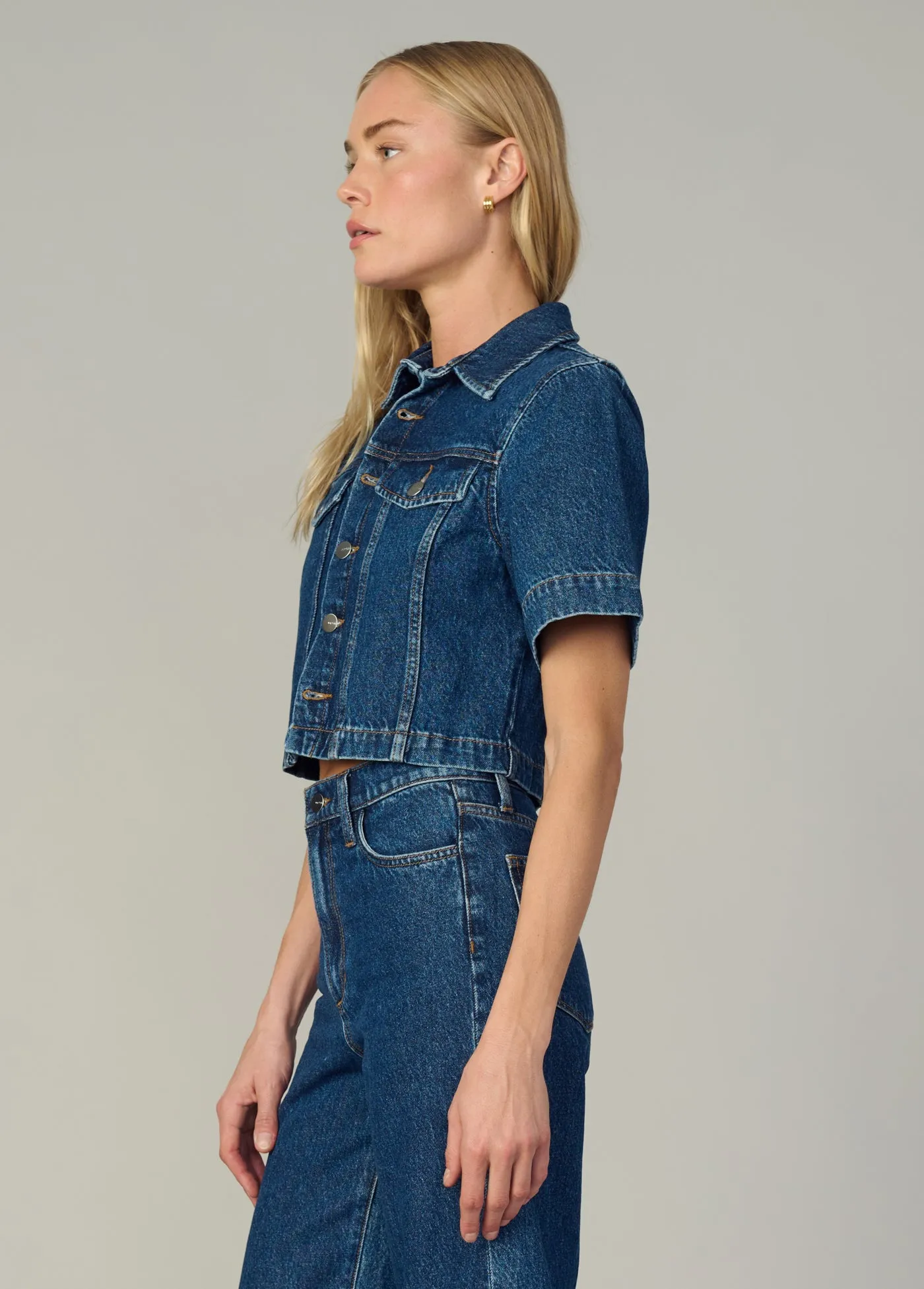 DENIM TRUCKER SHORT SLEEVE TOP sold by Joe's Jeans product image thumbnail 3
