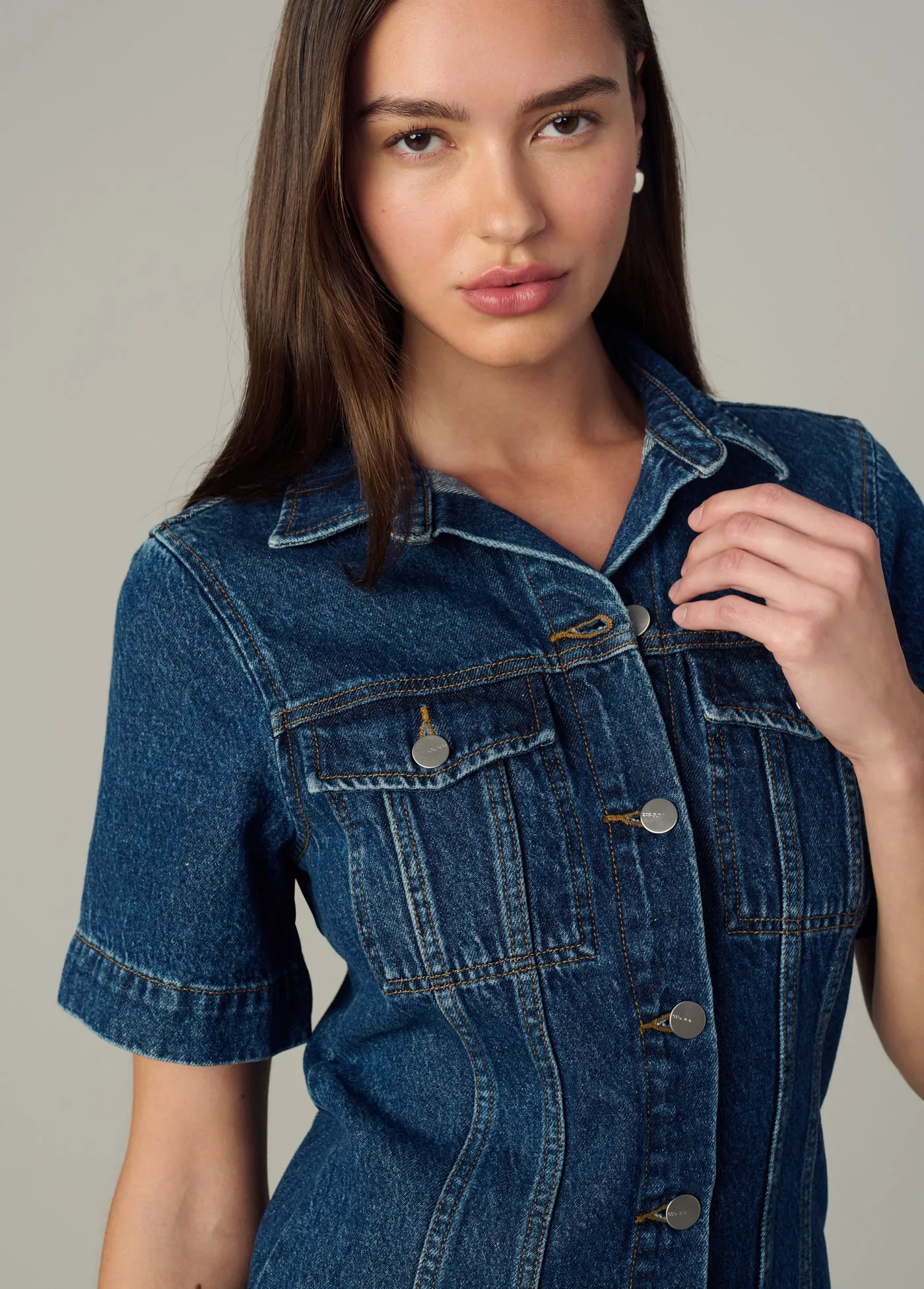 THE DENIM TUCKER SHIFT DRESS sold by Joe's Jeans product image thumbnail 4