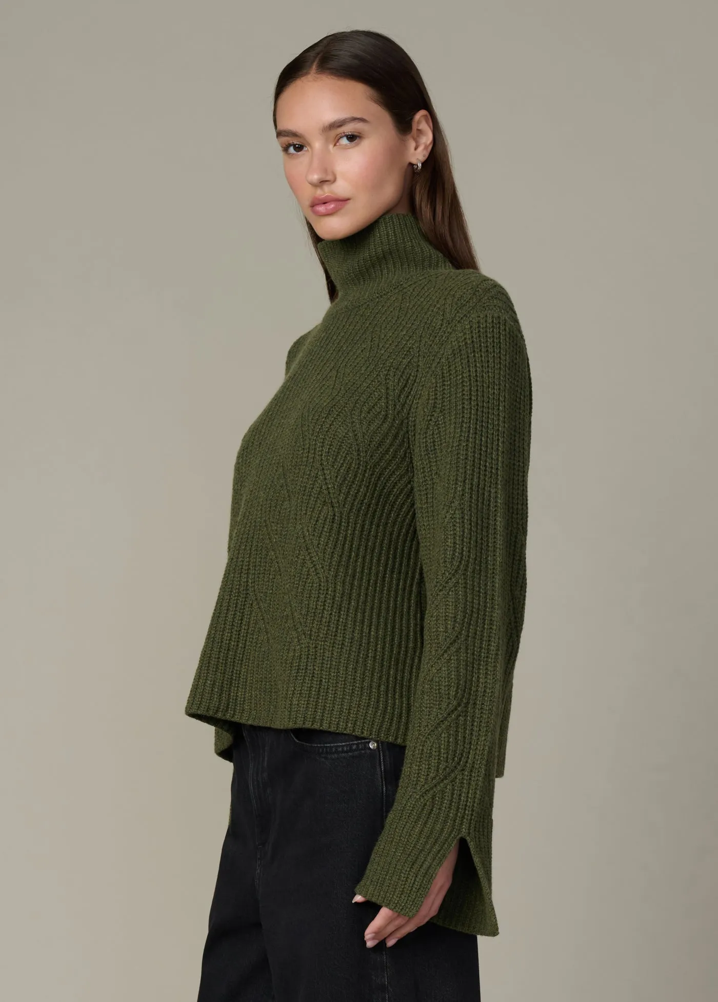 THE ELLA CABLE KNIT FUNNEL NECK SWEATER sold by Joe's Jeans product image thumbnail 3