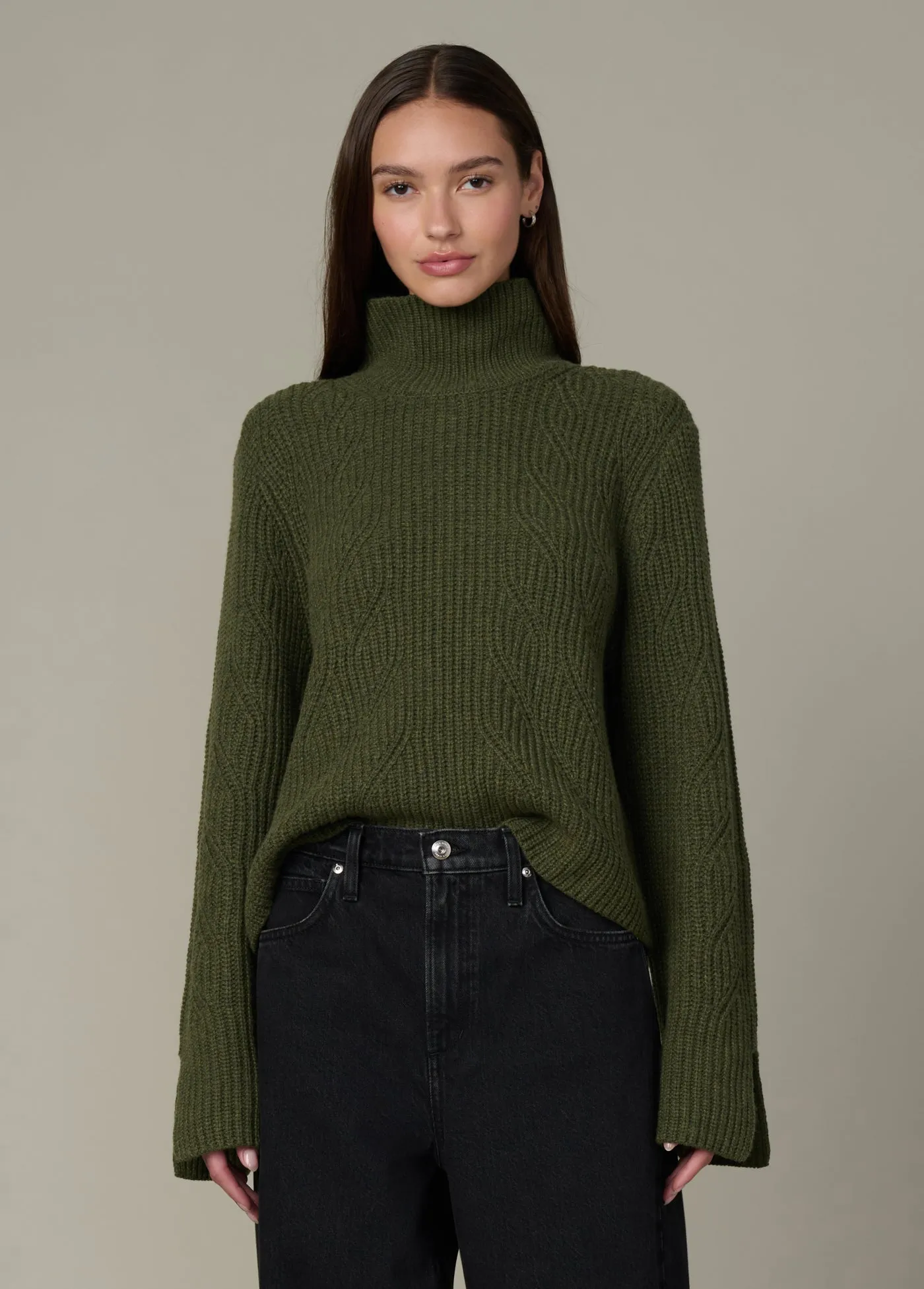 THE ELLA CABLE KNIT FUNNEL NECK SWEATER sold by Joe's Jeans