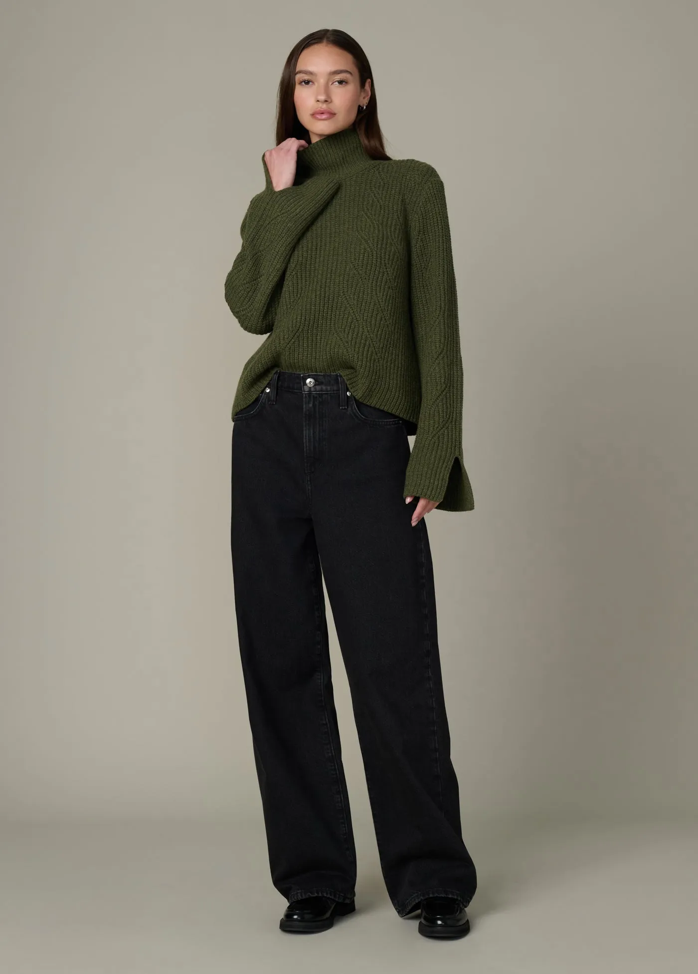 THE ELLA CABLE KNIT FUNNEL NECK SWEATER sold by Joe's Jeans product image thumbnail 2