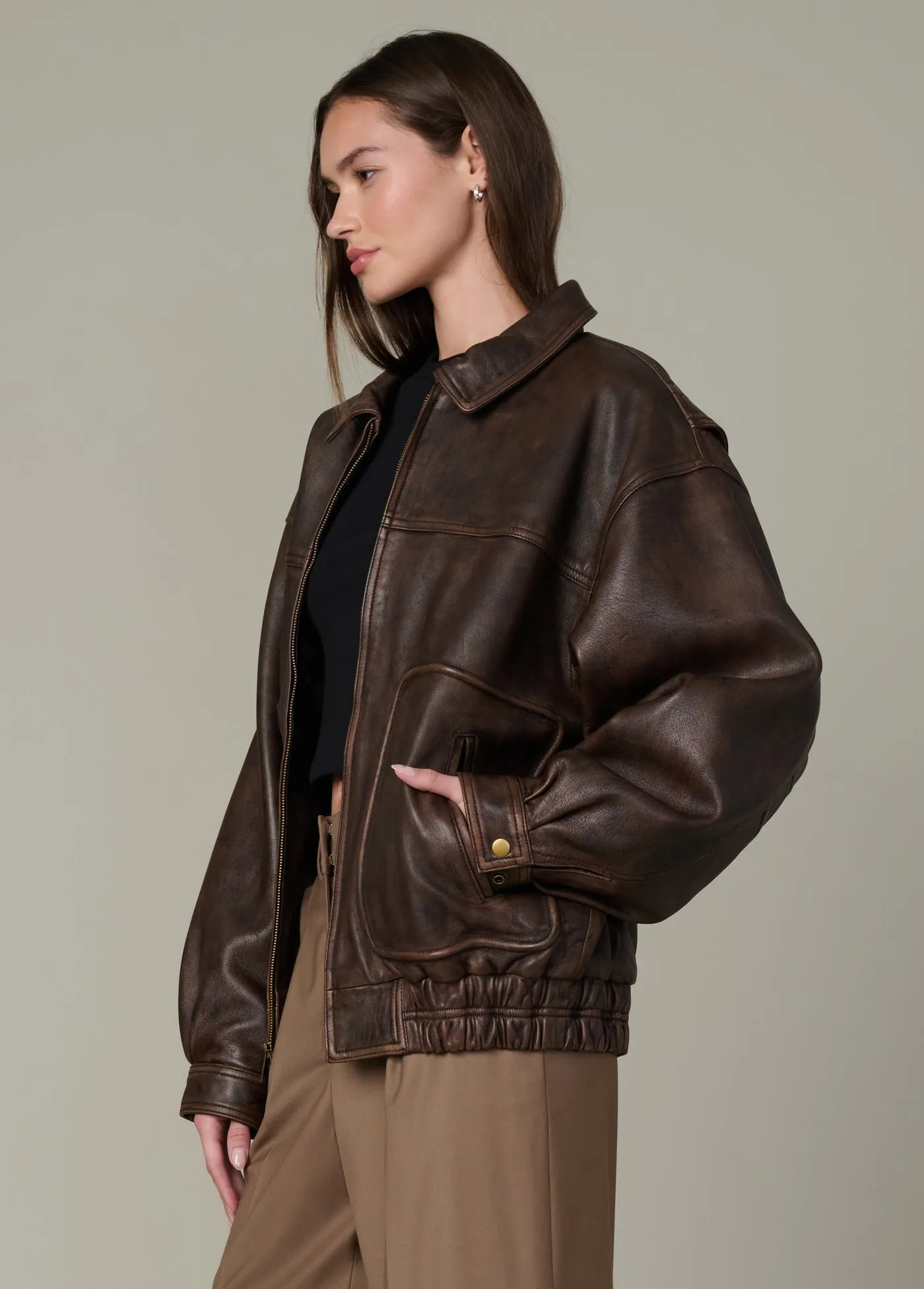 THE LUCA LEATHER BOMBER JACKET sold by Joe's Jeans product image thumbnail 3