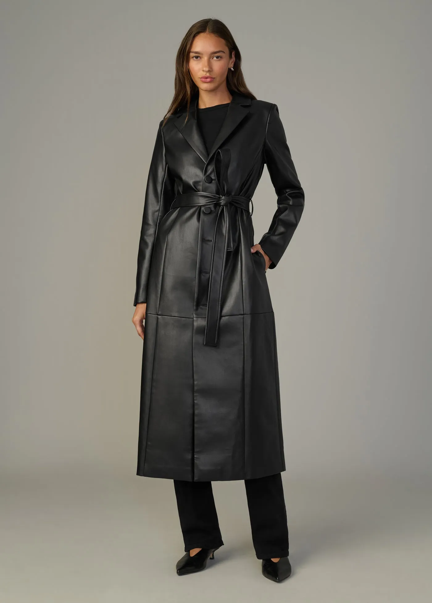 THE VEGAN LEATHER LONG COAT sold by Joe's Jeans product image thumbnail 2