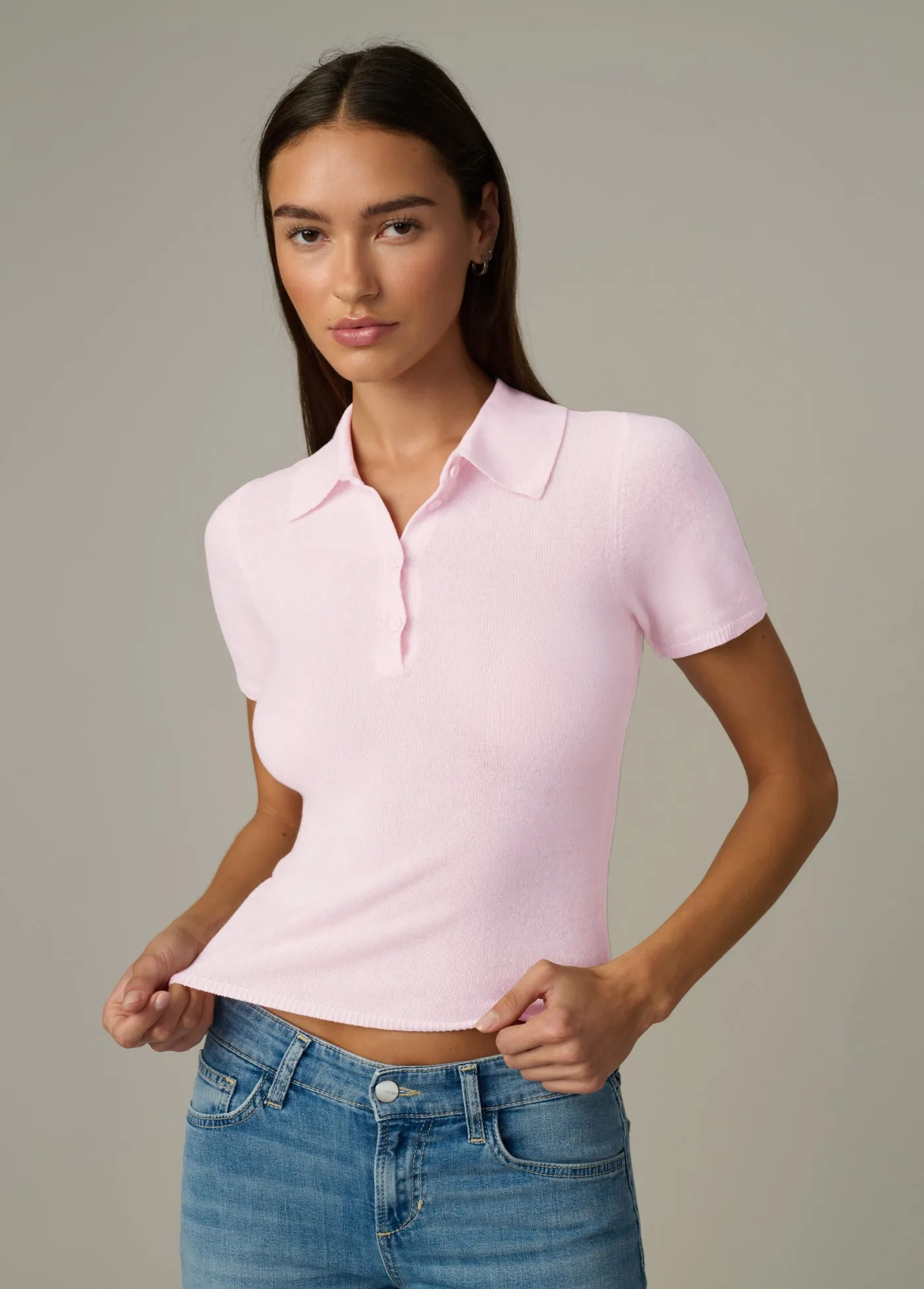 THE CASHMERE SHORT SLEEVE POLO SWEATER sold by Joe's Jeans product image thumbnail 5