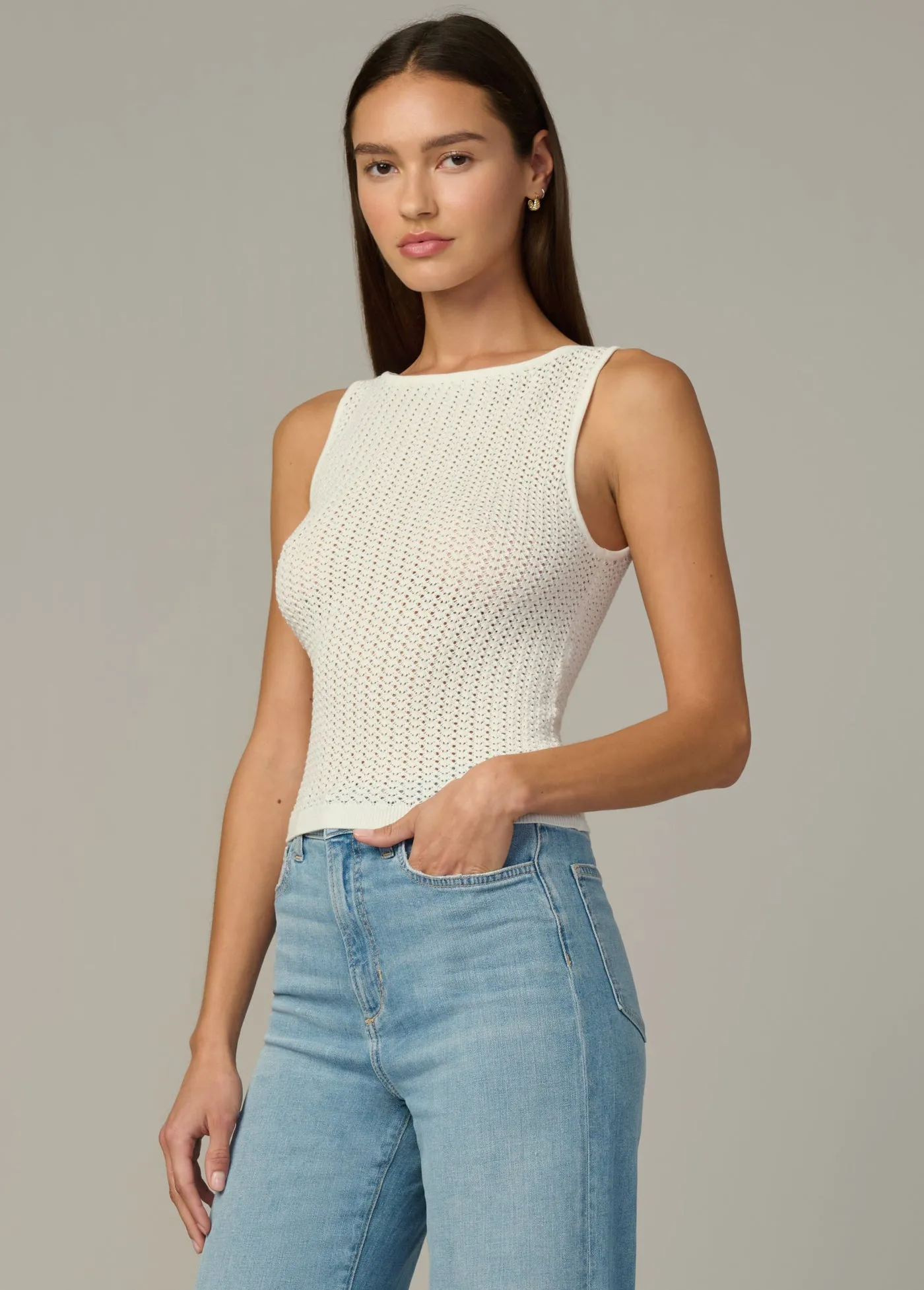 THE CROCHET BOATNECK TANK sold by Joe's Jeans product image thumbnail 3