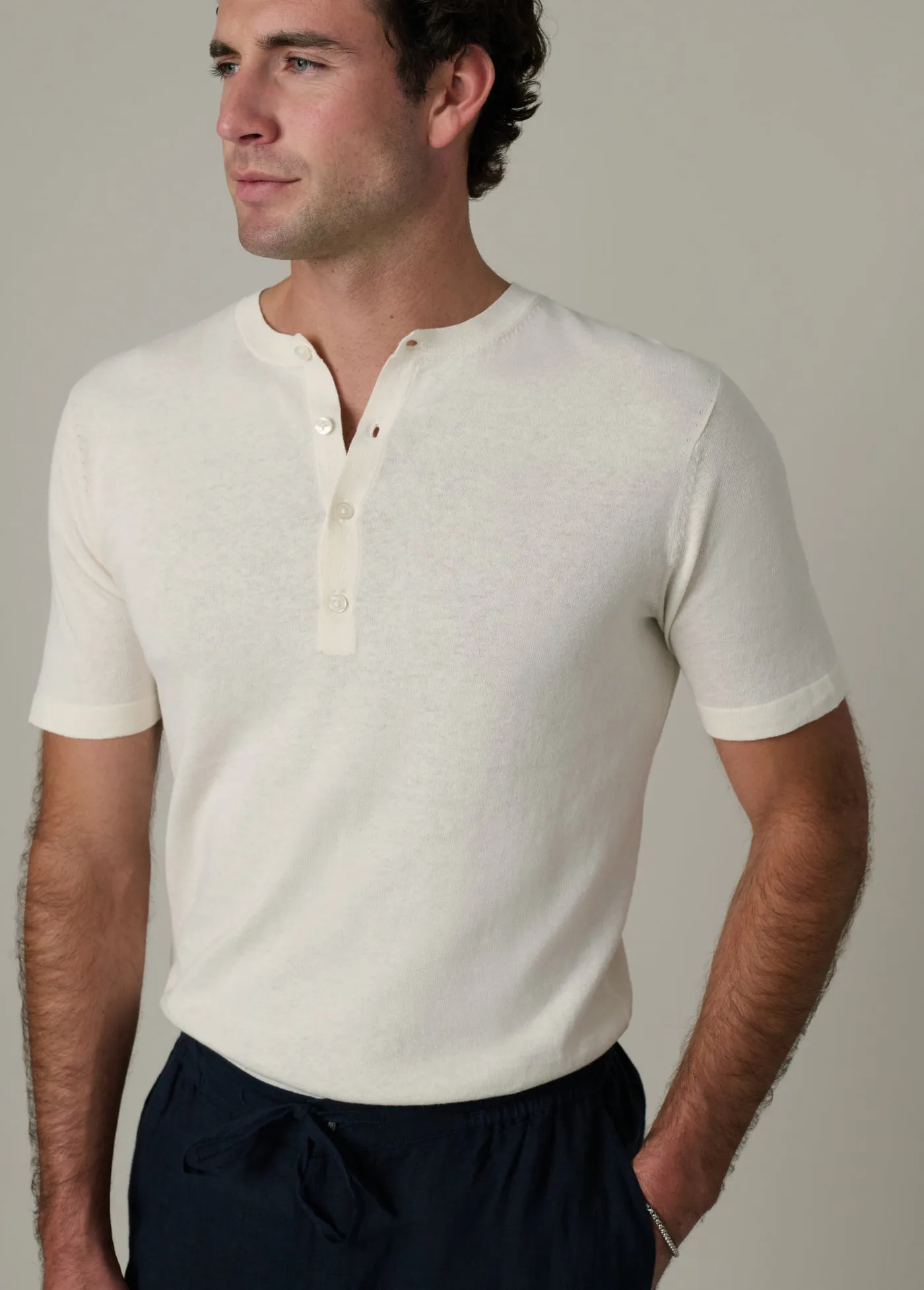 SHORT SLEEVE LINEN COTTON HENLEY sold by Joe's Jeans product image thumbnail 5