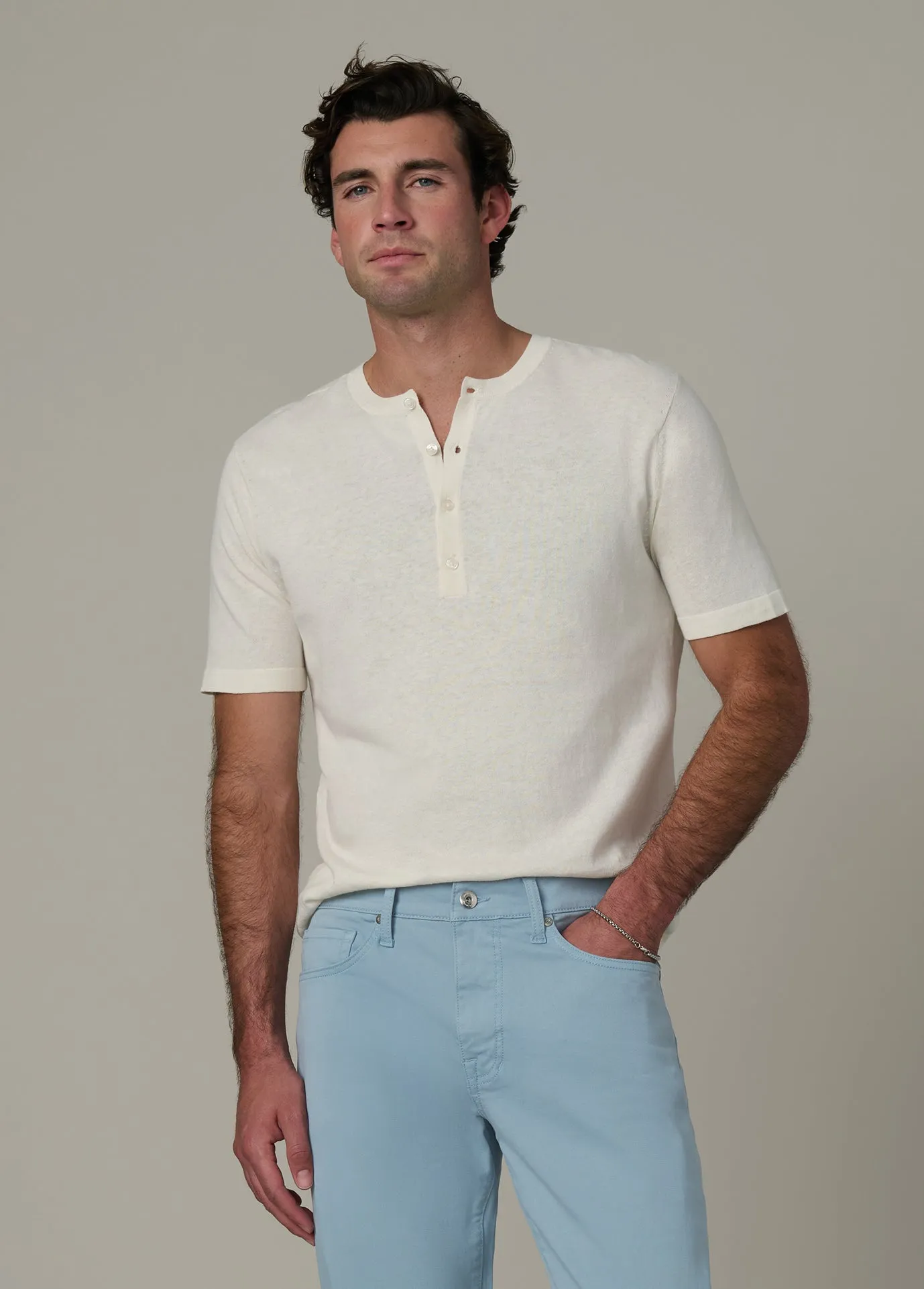 SHORT SLEEVE LINEN COTTON HENLEY sold by Joe's Jeans