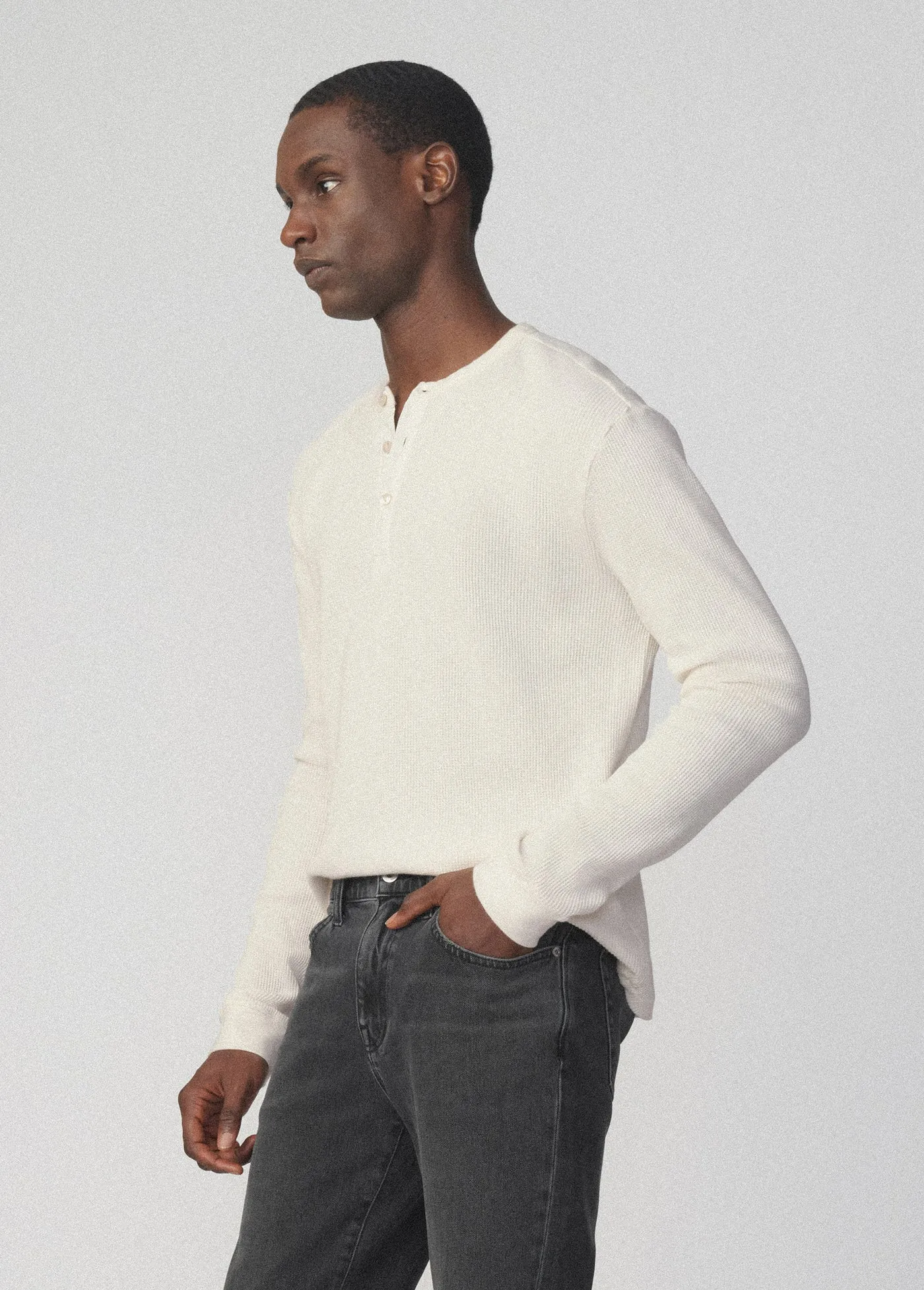 LONG SLEEVE HENLEY WAFFLE TEE sold by Joe's Jeans product image thumbnail 3