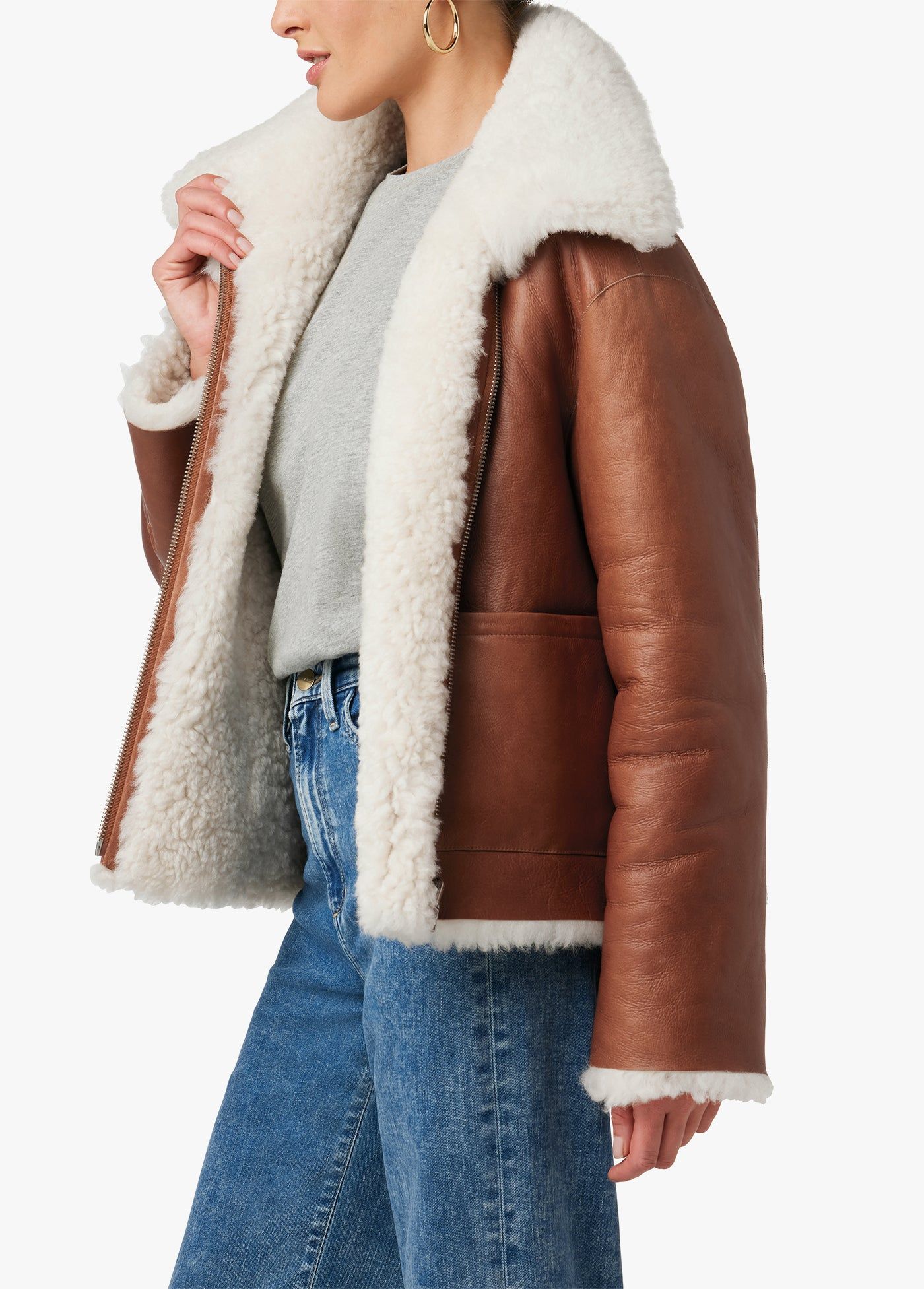THE LISA REVERSIBLE SHEARLING LEATHER JACKET sold by Joe's Jeans product image thumbnail 3