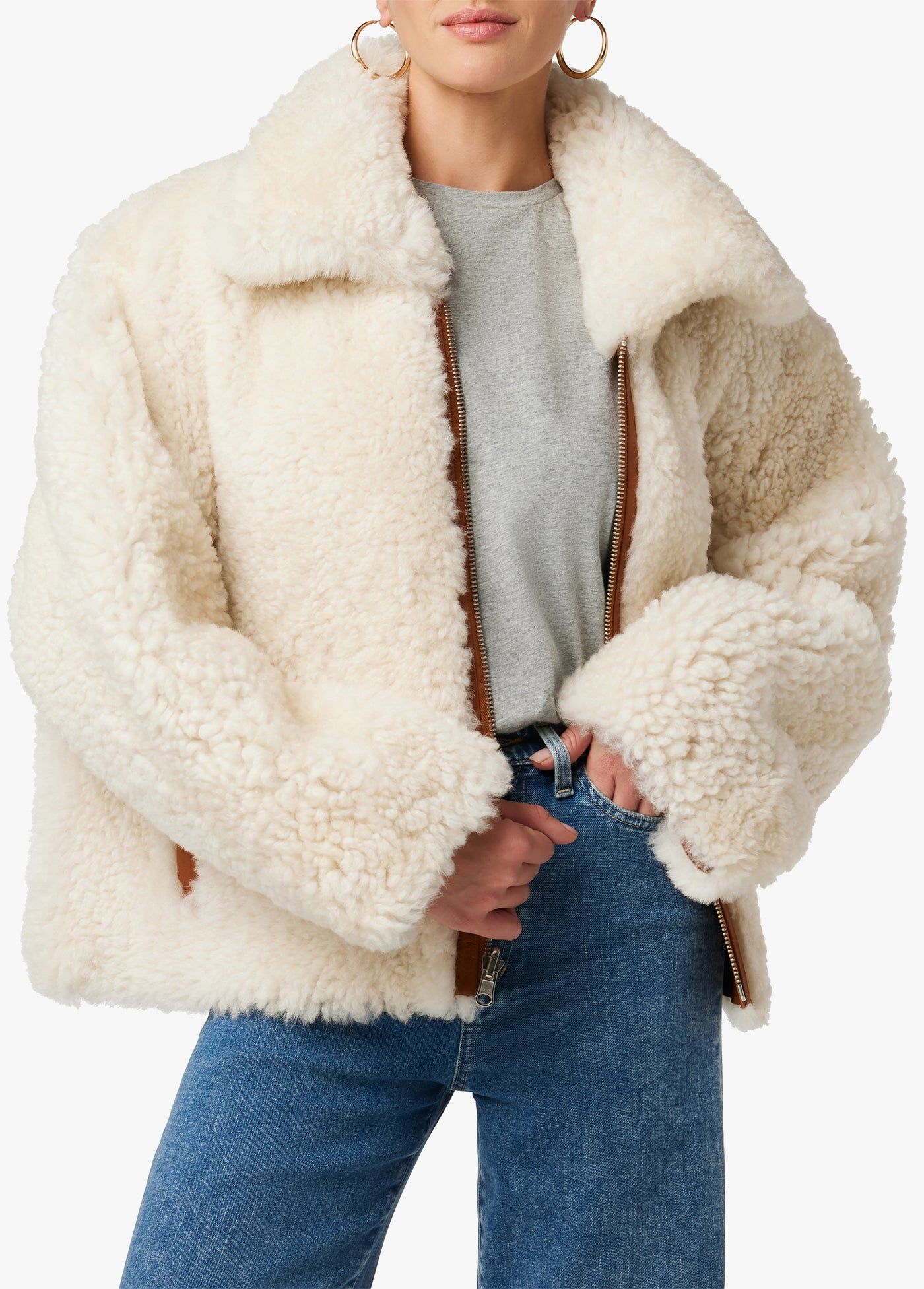 THE LISA REVERSIBLE SHEARLING LEATHER JACKET sold by Joe's Jeans product image thumbnail 2