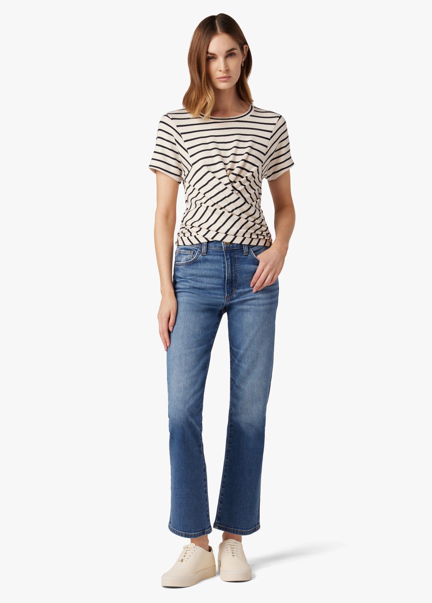 THE BRETON STRIPE CHLOE WRAP FRONT TOP sold by Joe's Jeans product image thumbnail 5