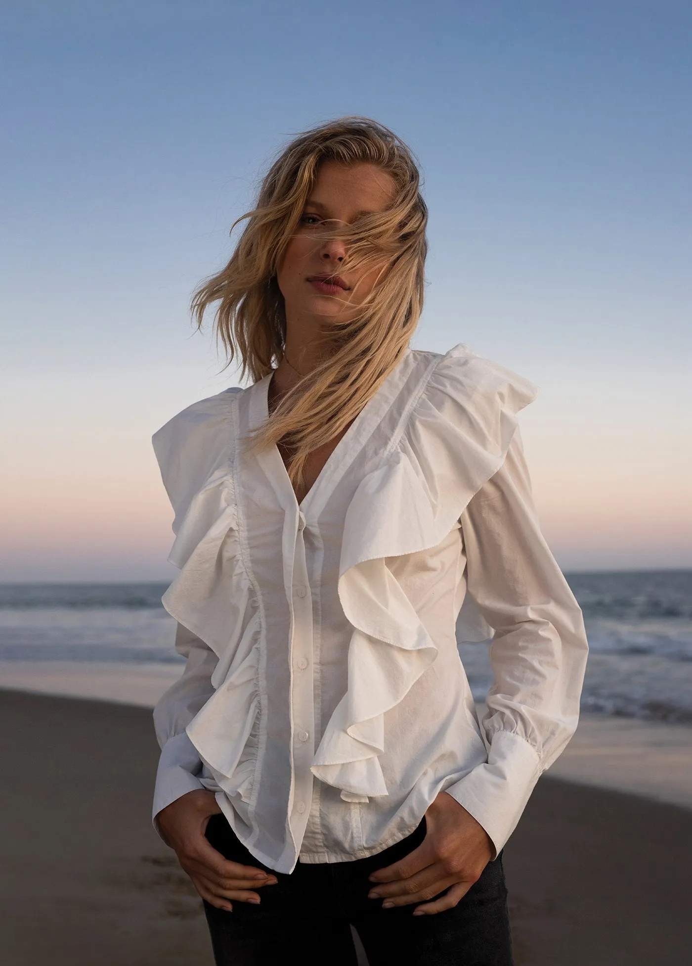 THE POPLIN RUFFLE SHIRT sold by Joe's Jeans product image thumbnail 4